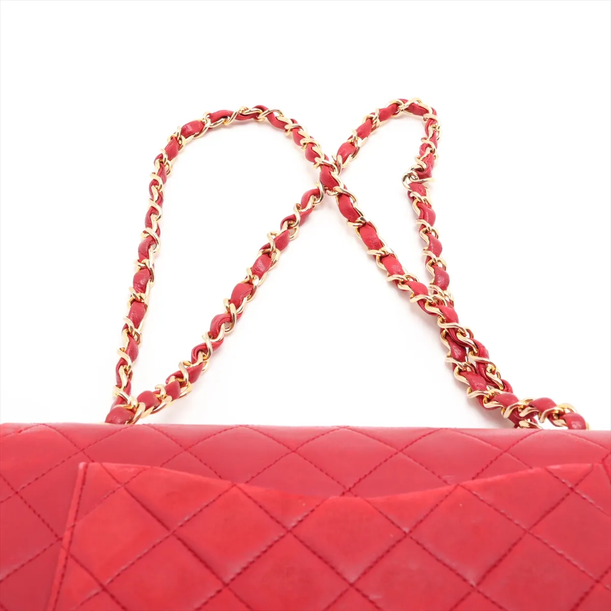 Matelassé 23 Small Lambskin Double Flap Double Chain Bag, Red with Gold Hardware, 1228686, Series 1, A01113 — view 6