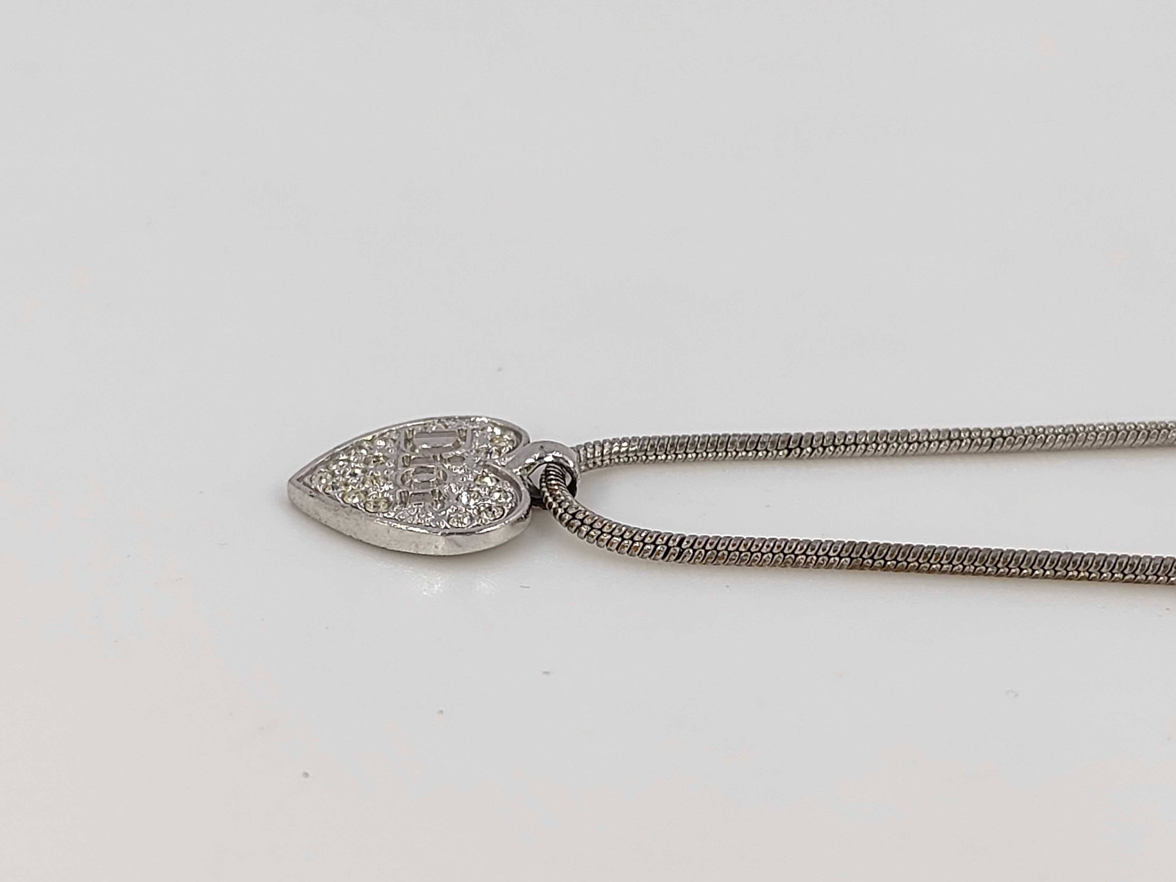 Logo Heart Stone Silver Necklace — view 3