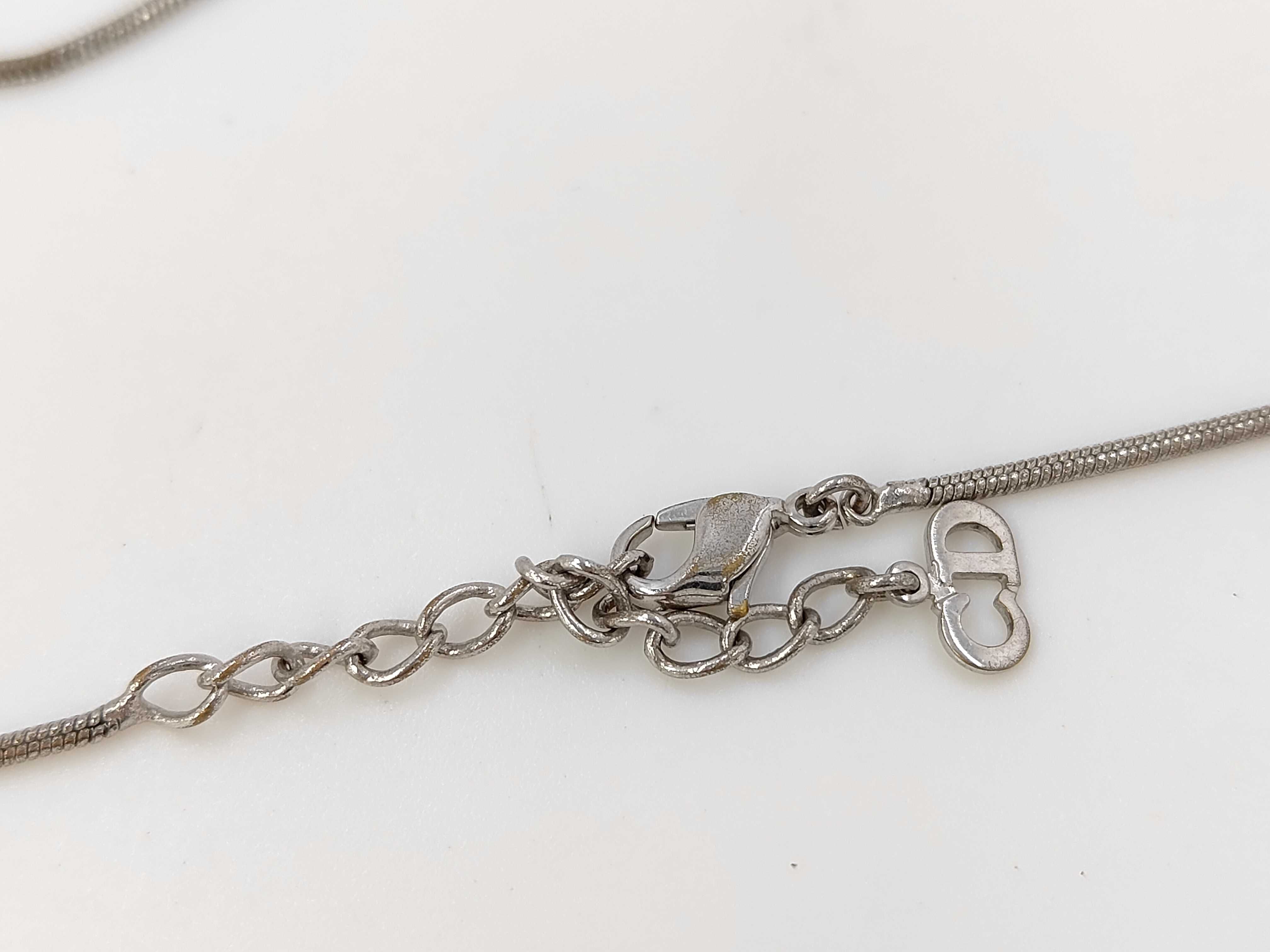 Logo Heart Stone Silver Necklace — view 4
