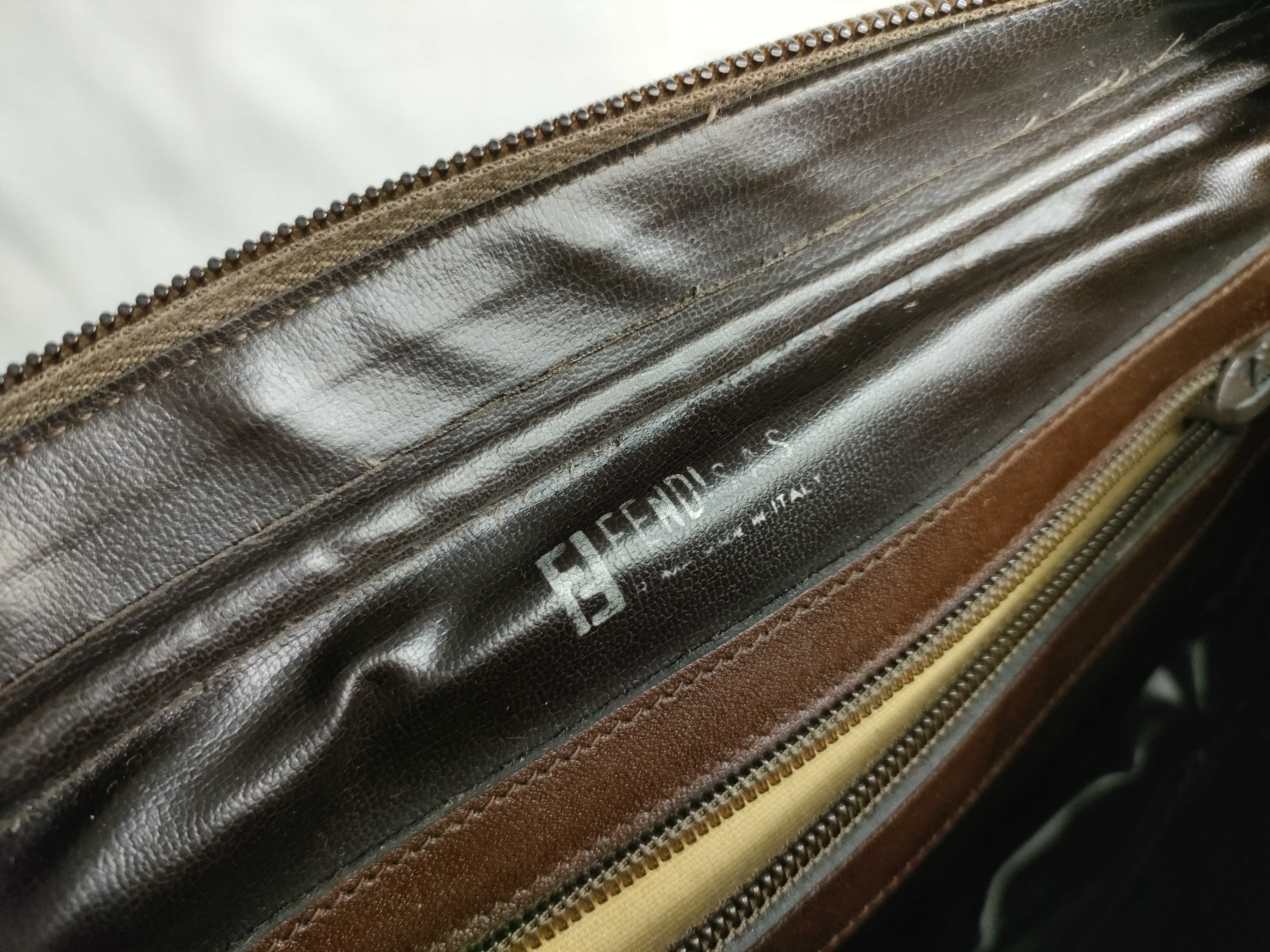 Zucca pattern shoulder bag, canvas and leather, khaki. — view 12