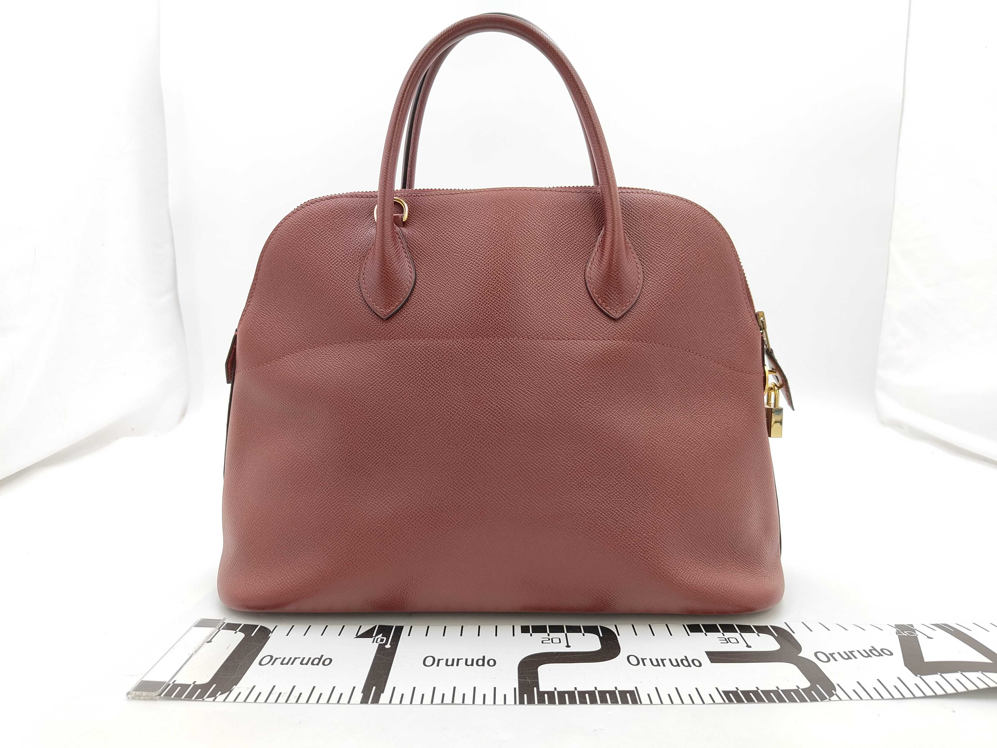 Bolide Handbag, Bordeaux color, Gold hardware, with Studs. — view 2