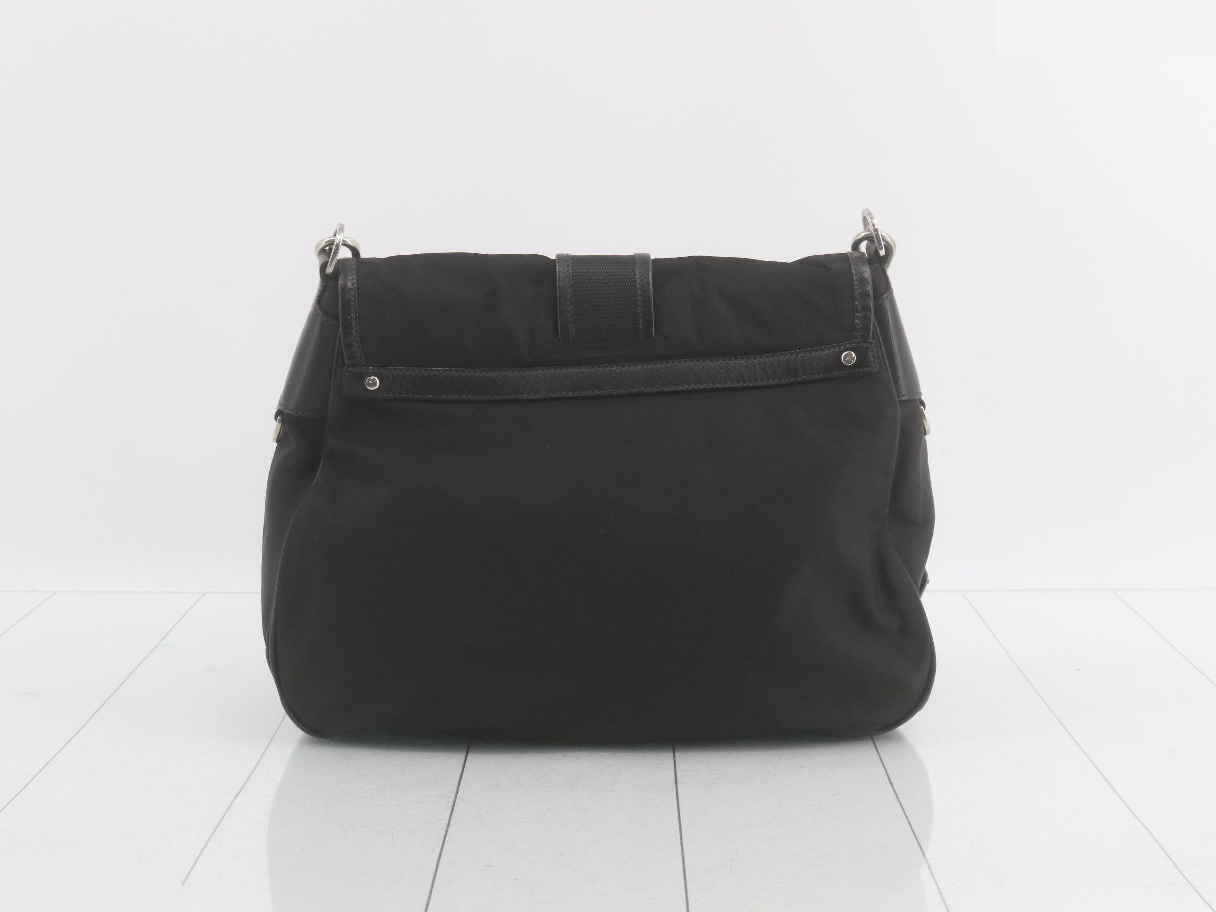 Tessuto Nylon Saffiano Leather Shoulder Bag — view 2