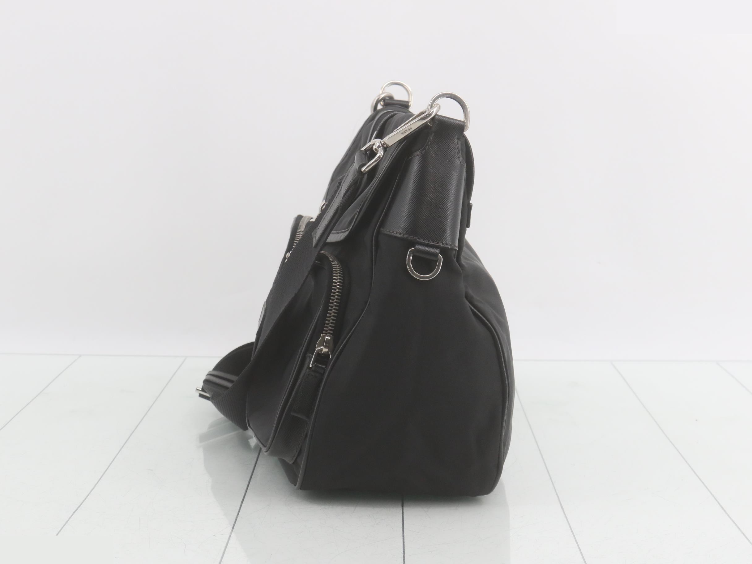 Tessuto Nylon Saffiano Leather Shoulder Bag — view 3