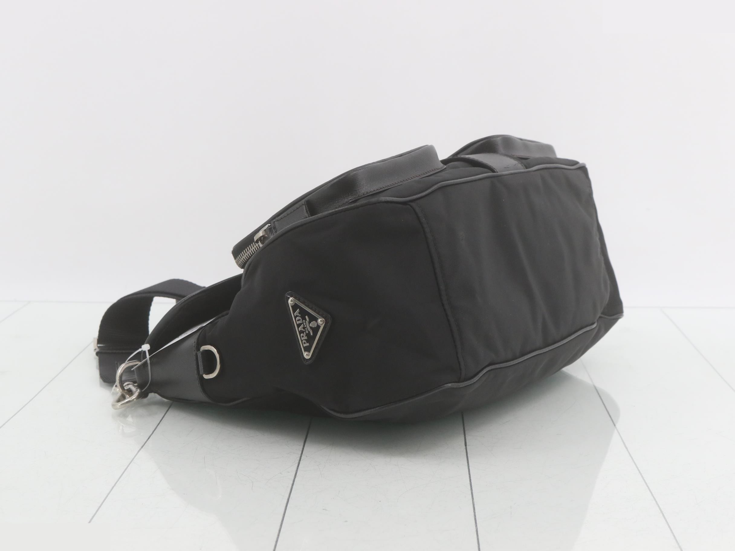 Tessuto Nylon Saffiano Leather Shoulder Bag — view 5