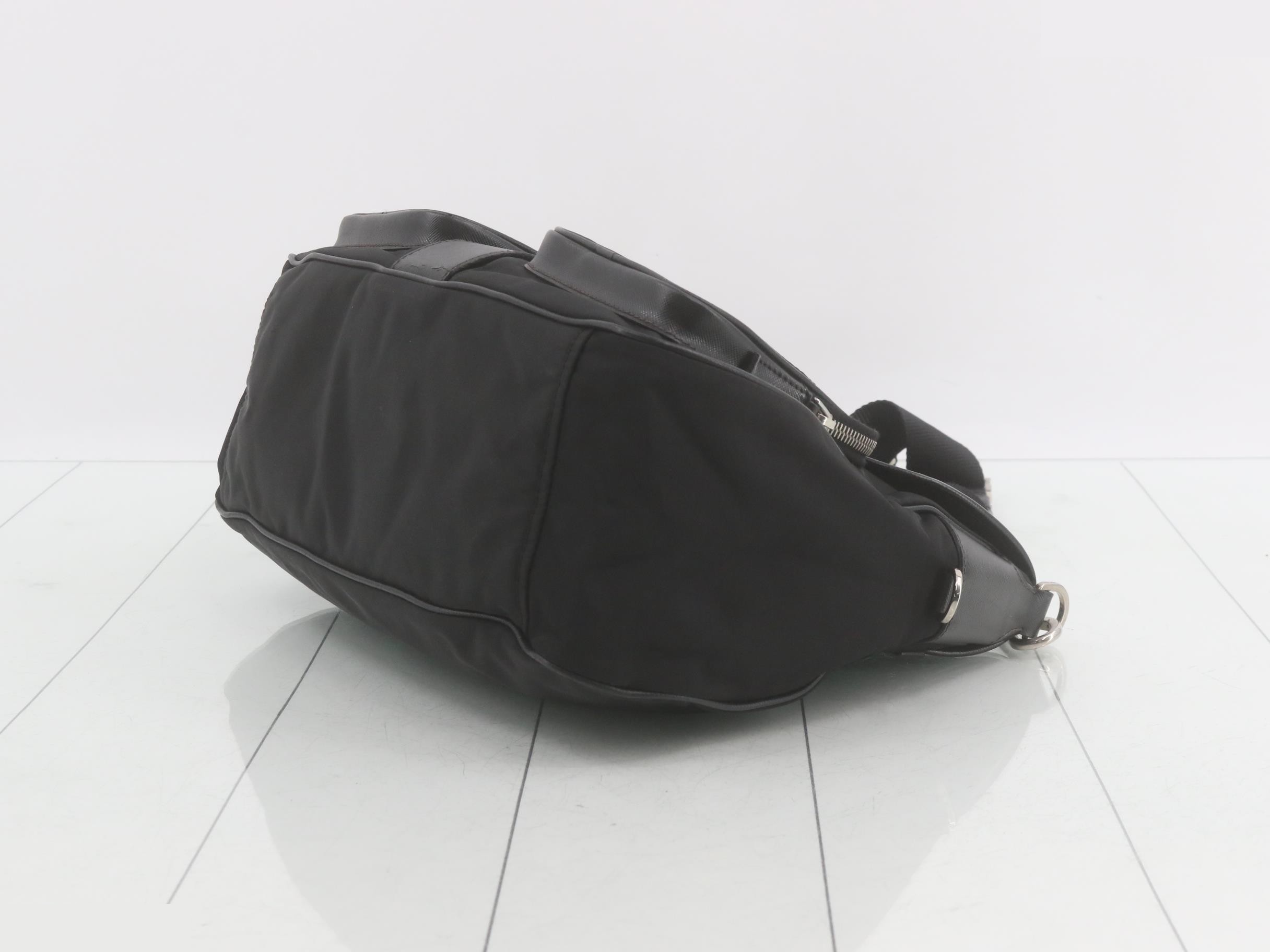 Tessuto Nylon Saffiano Leather Shoulder Bag — view 6