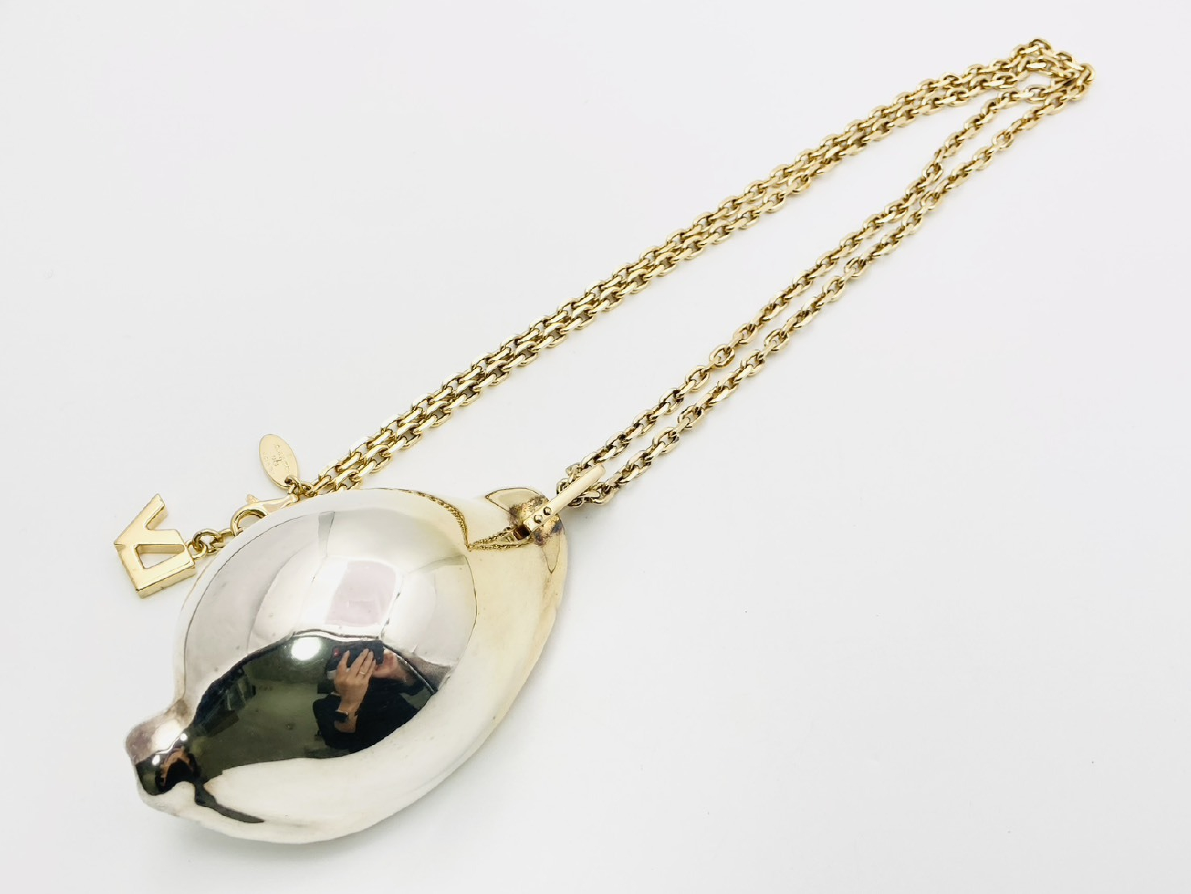 Marina Shade Natural Shell Long Chain Necklace, 925 Stamped, 149g, Gold x Silver Gradient, Large Necklace — view 2