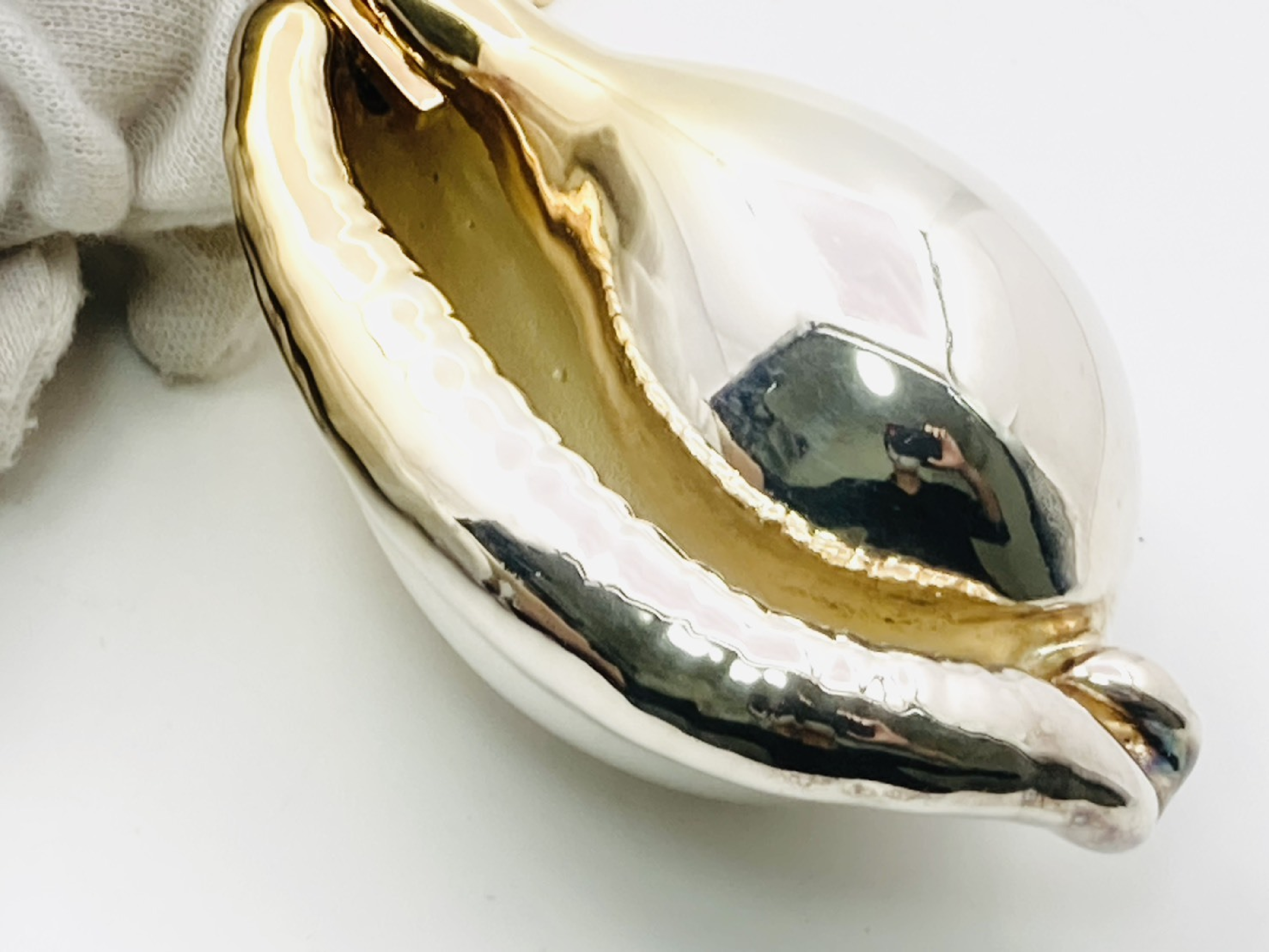 Marina Shade Natural Shell Long Chain Necklace, 925 Stamped, 149g, Gold x Silver Gradient, Large Necklace — view 3
