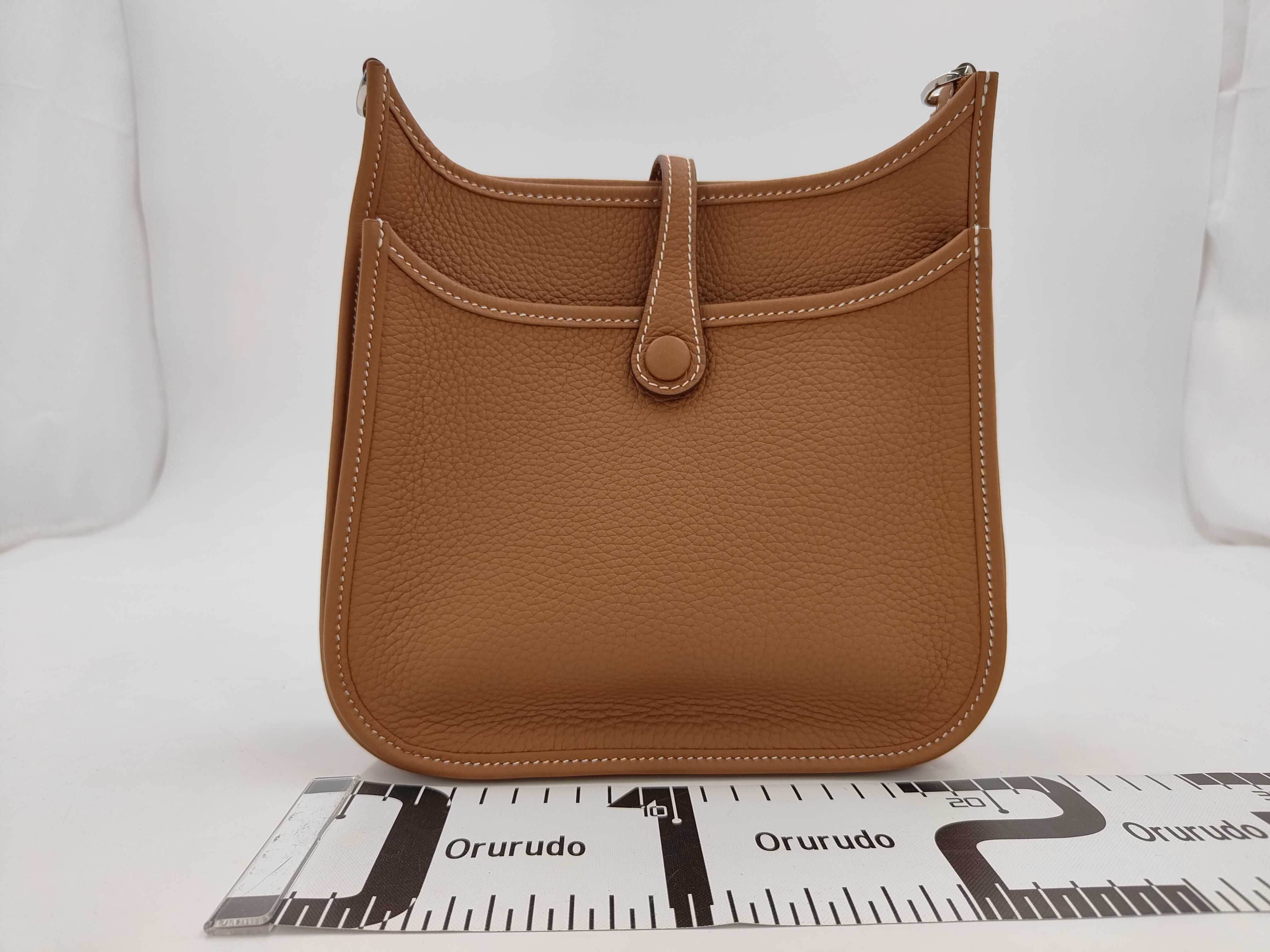 Evelyne 23 Gold Shoulder Bag with Silver Hardware and K Stamp — view 2