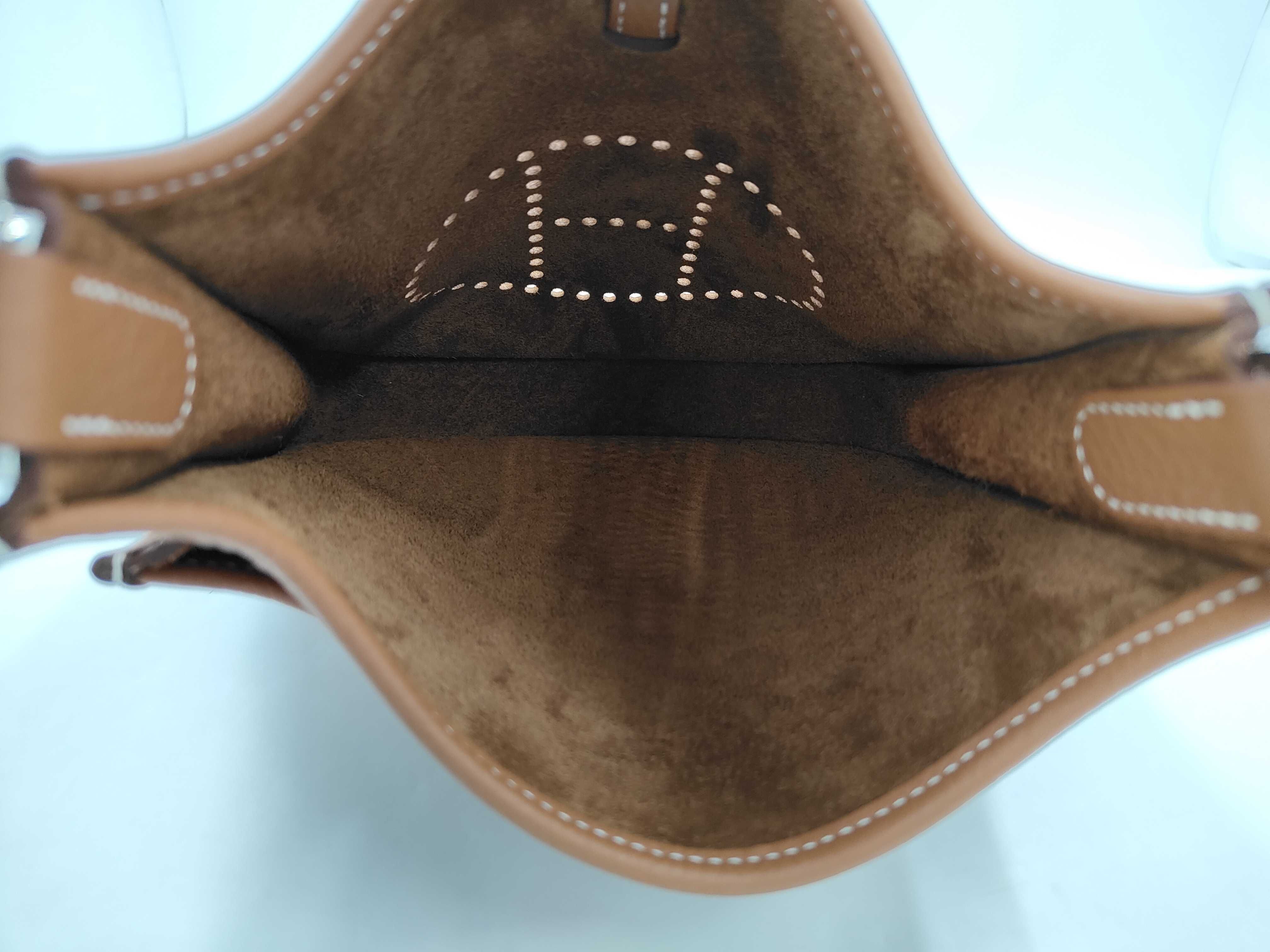 Evelyne 23 Gold Shoulder Bag with Silver Hardware and K Stamp — view 11