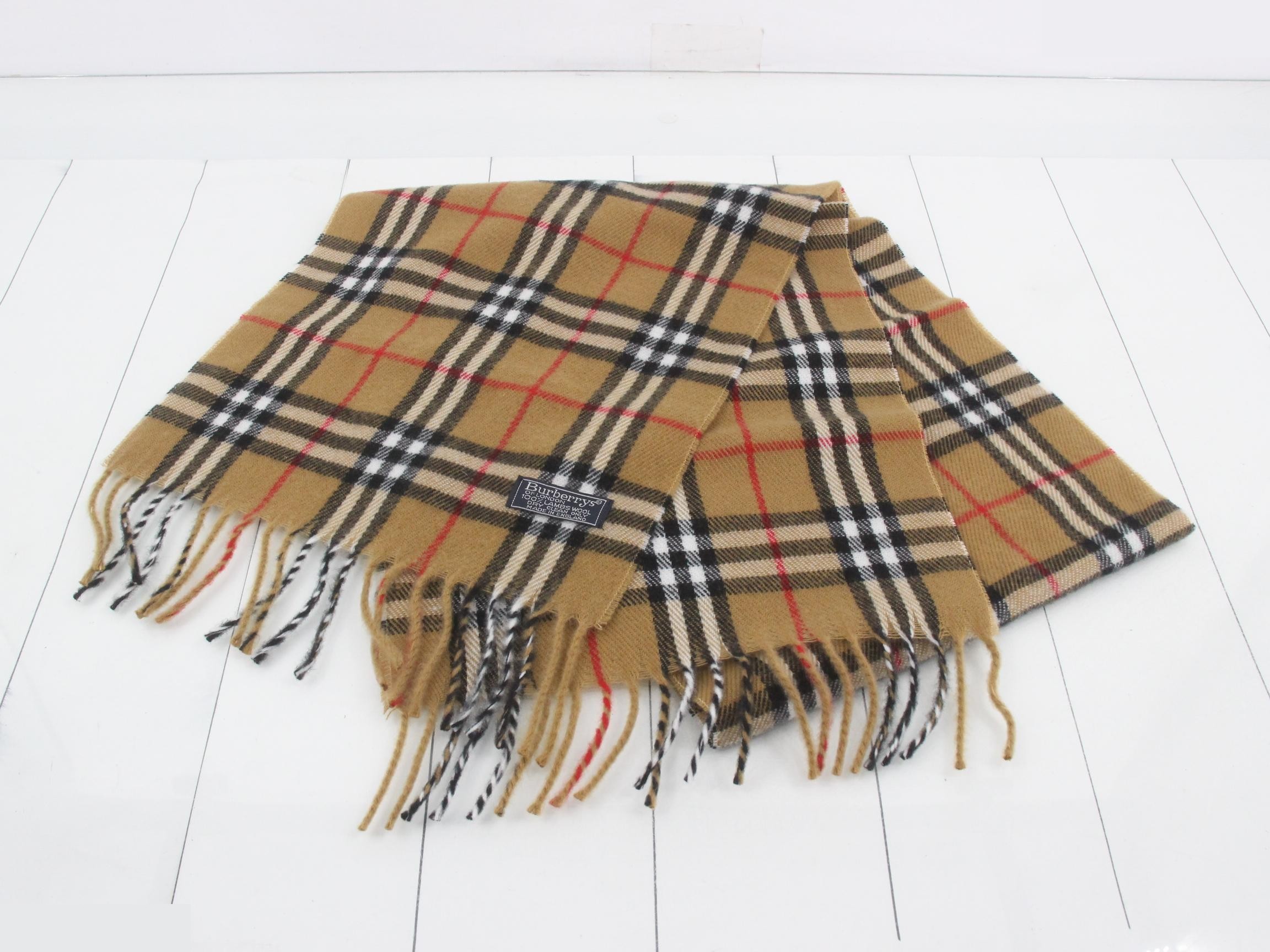 Nova Check Scarf, Beige, 100% Wool — view 2