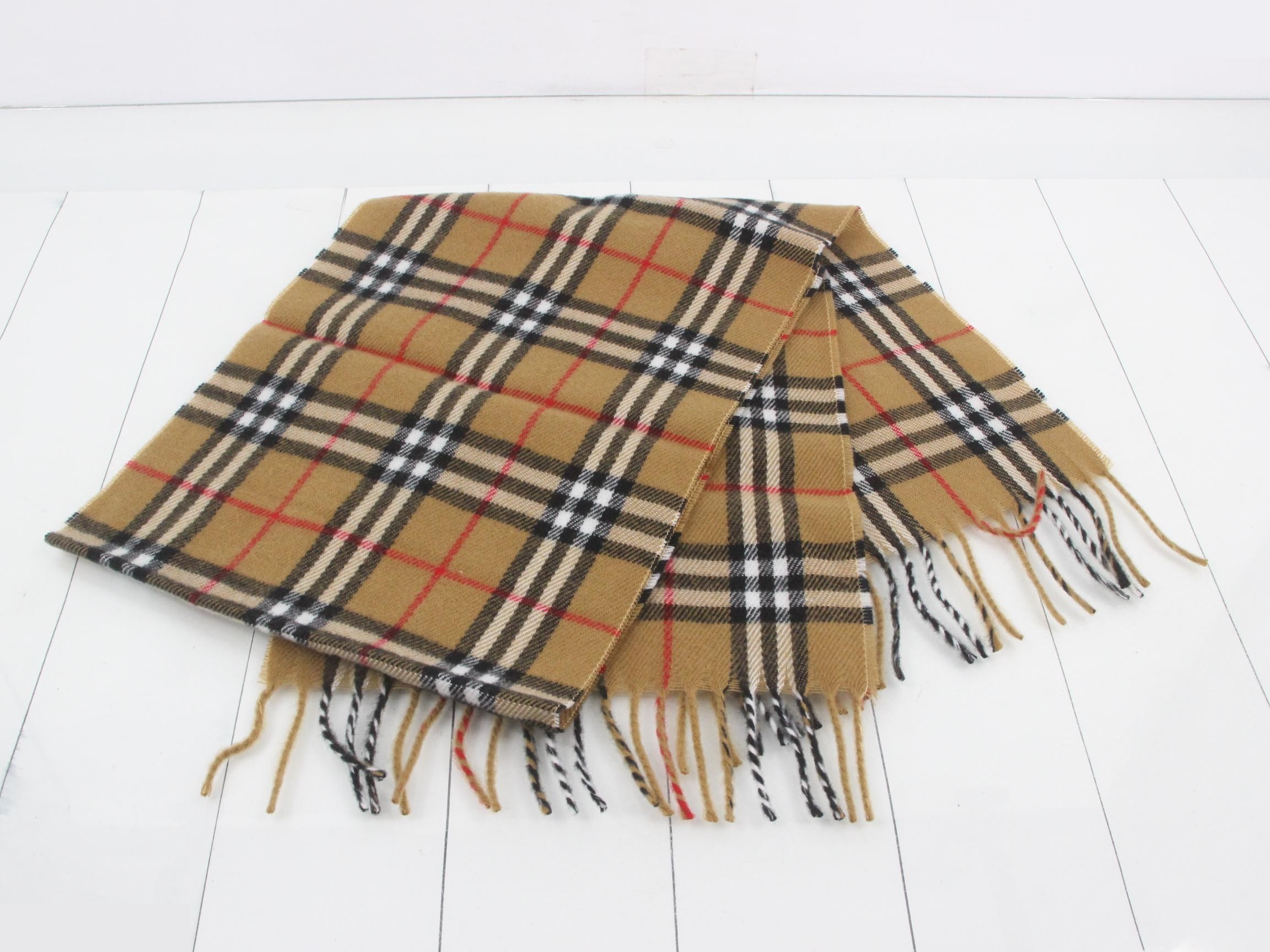 Nova Check Scarf, Beige, 100% Wool — view 3