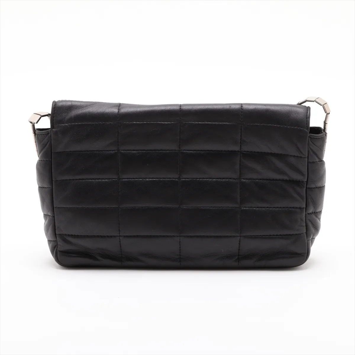 2.55 Lambskin Shoulder Bag, Chocolate Bar Pattern, Black with Silver Hardware, 5841799, Series 5 — view 2