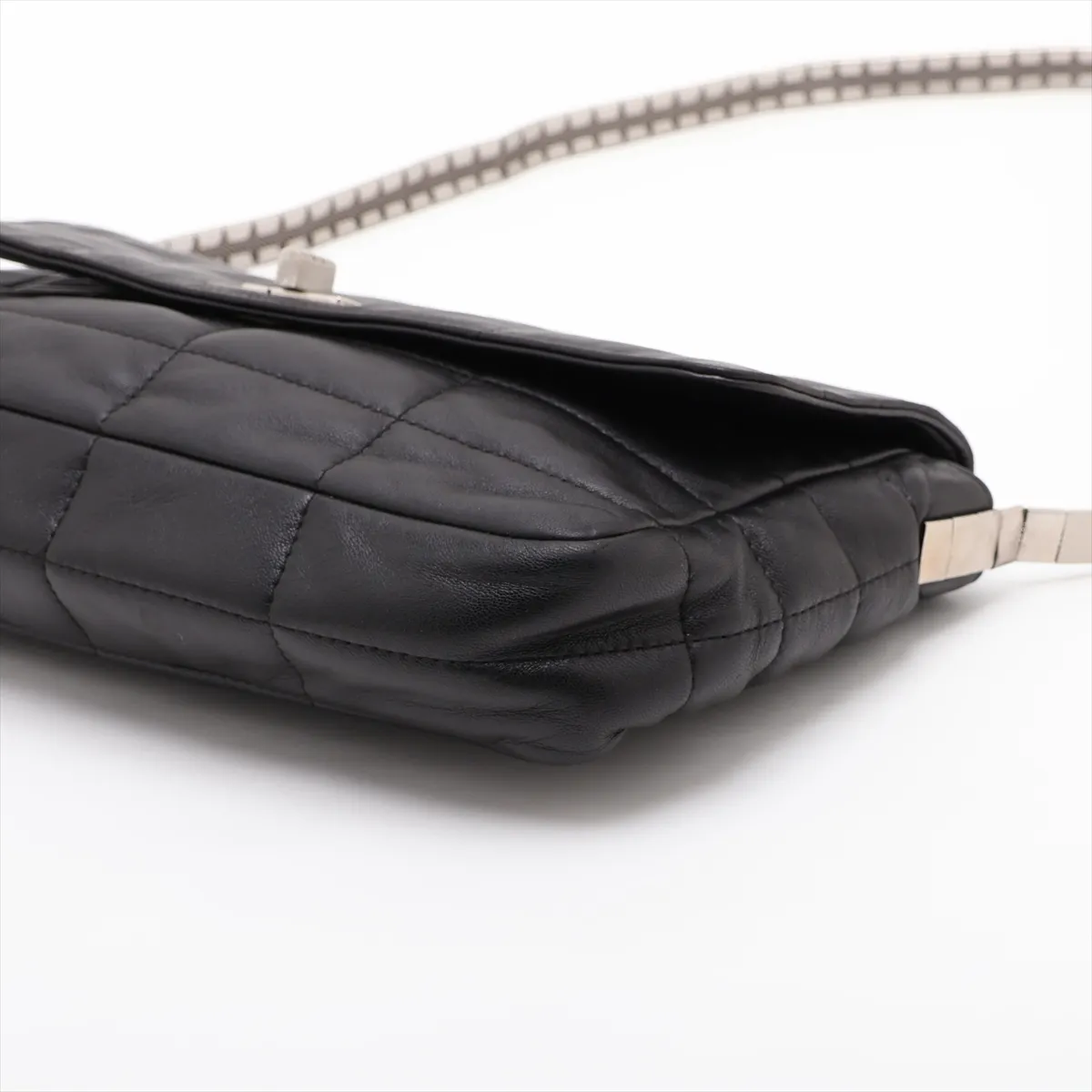 2.55 Lambskin Shoulder Bag, Chocolate Bar Pattern, Black with Silver Hardware, 5841799, Series 5 — view 3