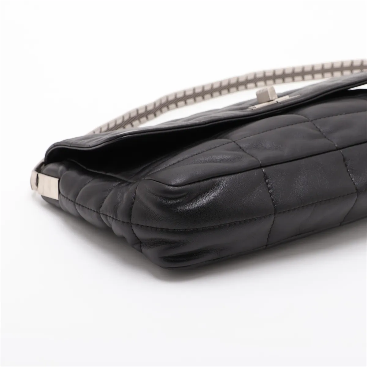 2.55 Lambskin Shoulder Bag, Chocolate Bar Pattern, Black with Silver Hardware, 5841799, Series 5 — view 4