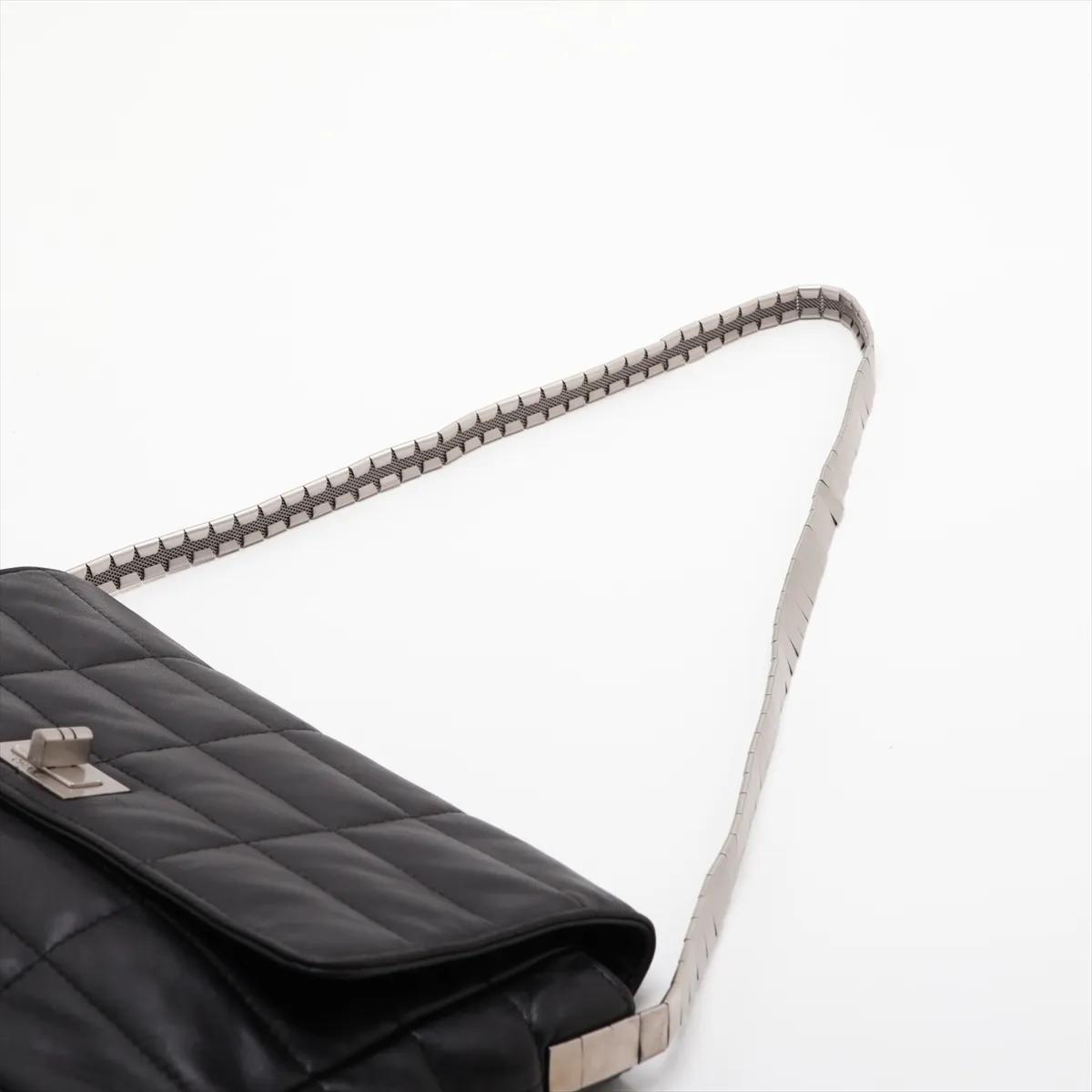 2.55 Lambskin Shoulder Bag, Chocolate Bar Pattern, Black with Silver Hardware, 5841799, Series 5 — view 5
