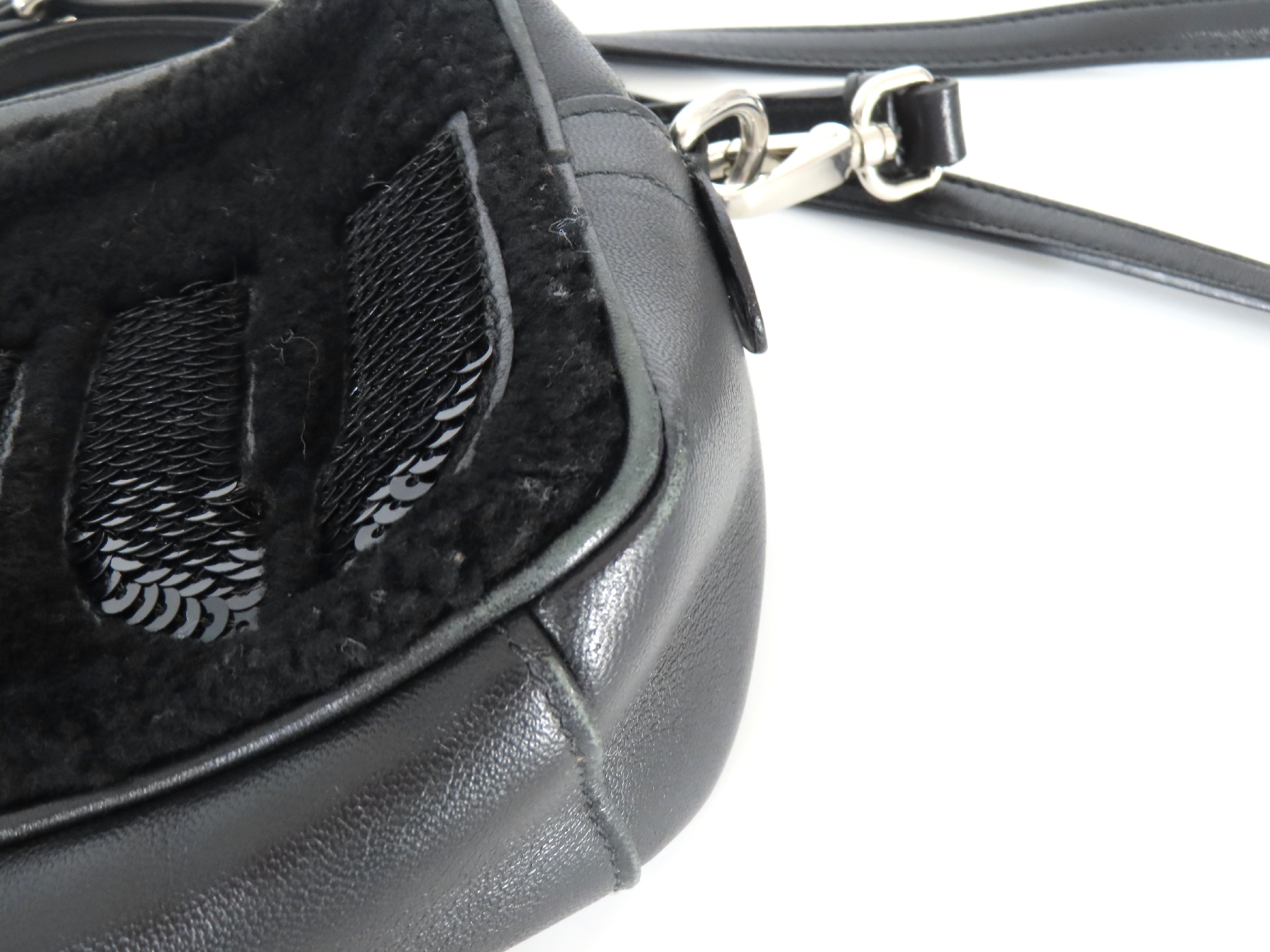 shoulder bag, sequined, fur, black shoulder bag — view 6