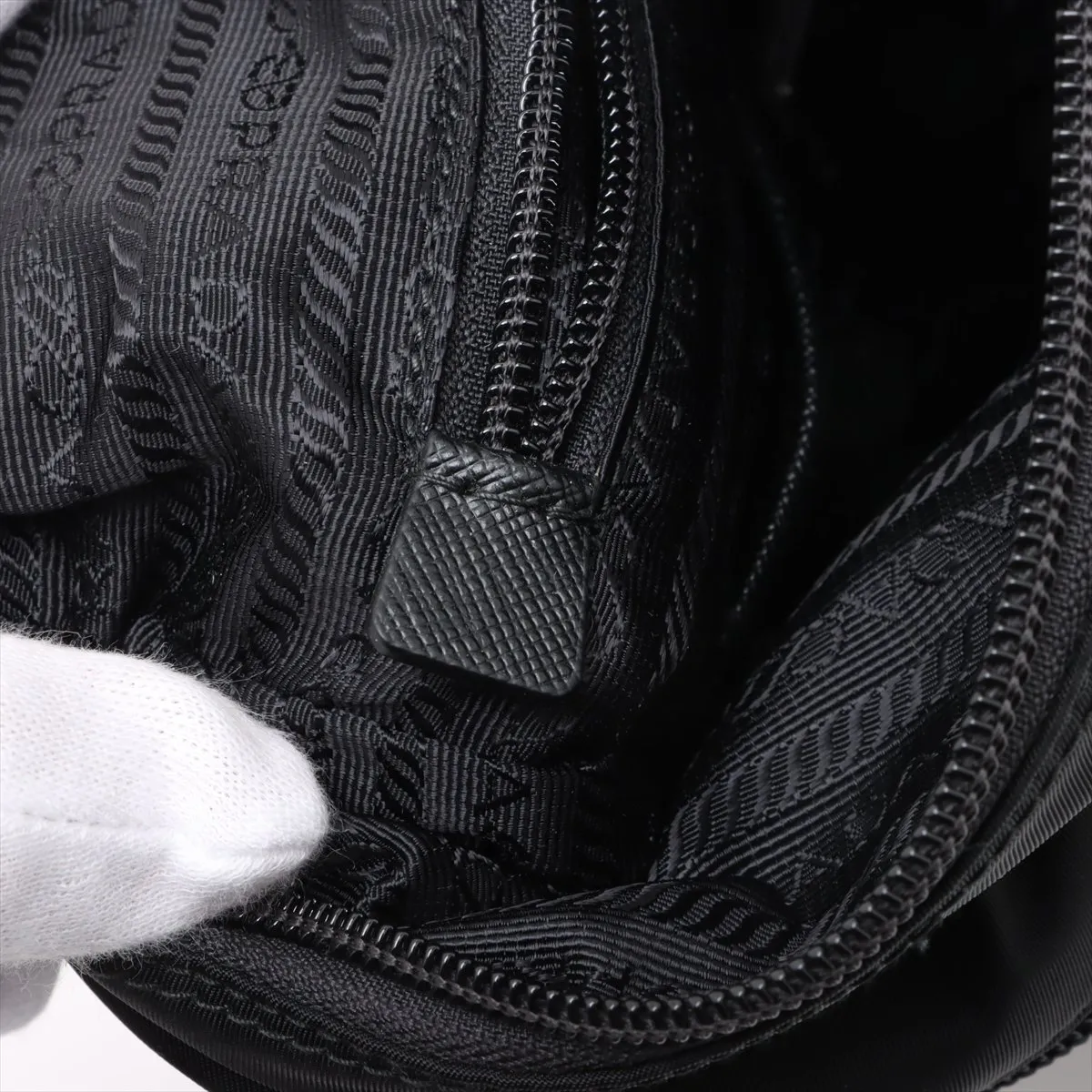 Tessuto Nylon x Leather Shoulder Bag Black 1BH716 — view 13