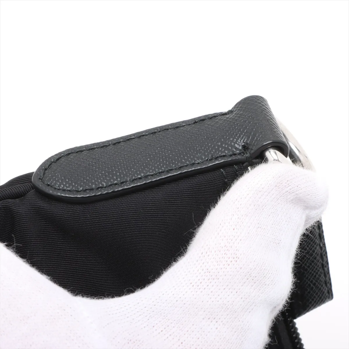 Tessuto Nylon x Leather Shoulder Bag Black 1BH716 — view 14