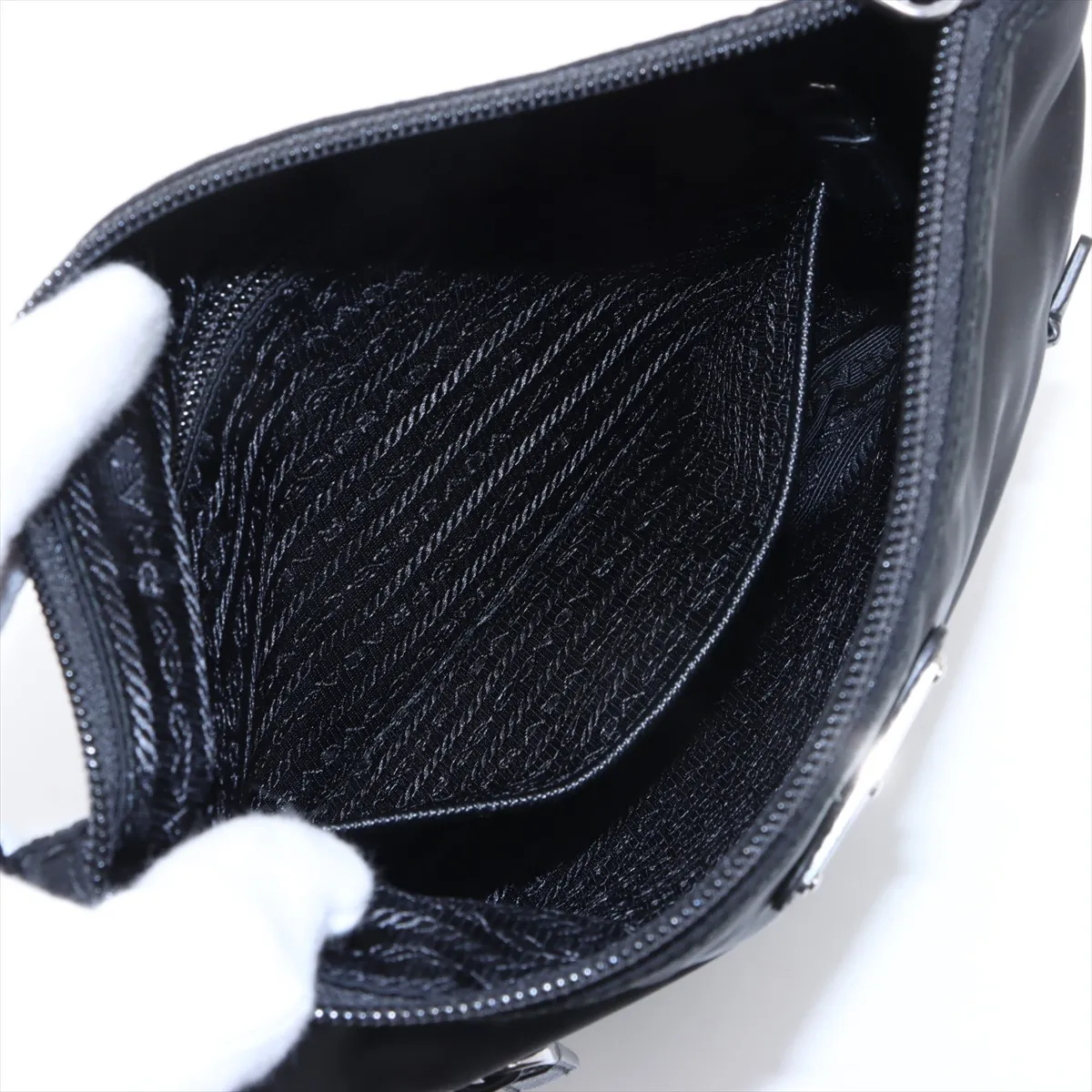 Tessuto Nylon x Leather Shoulder Bag Black 1BH716 — view 7