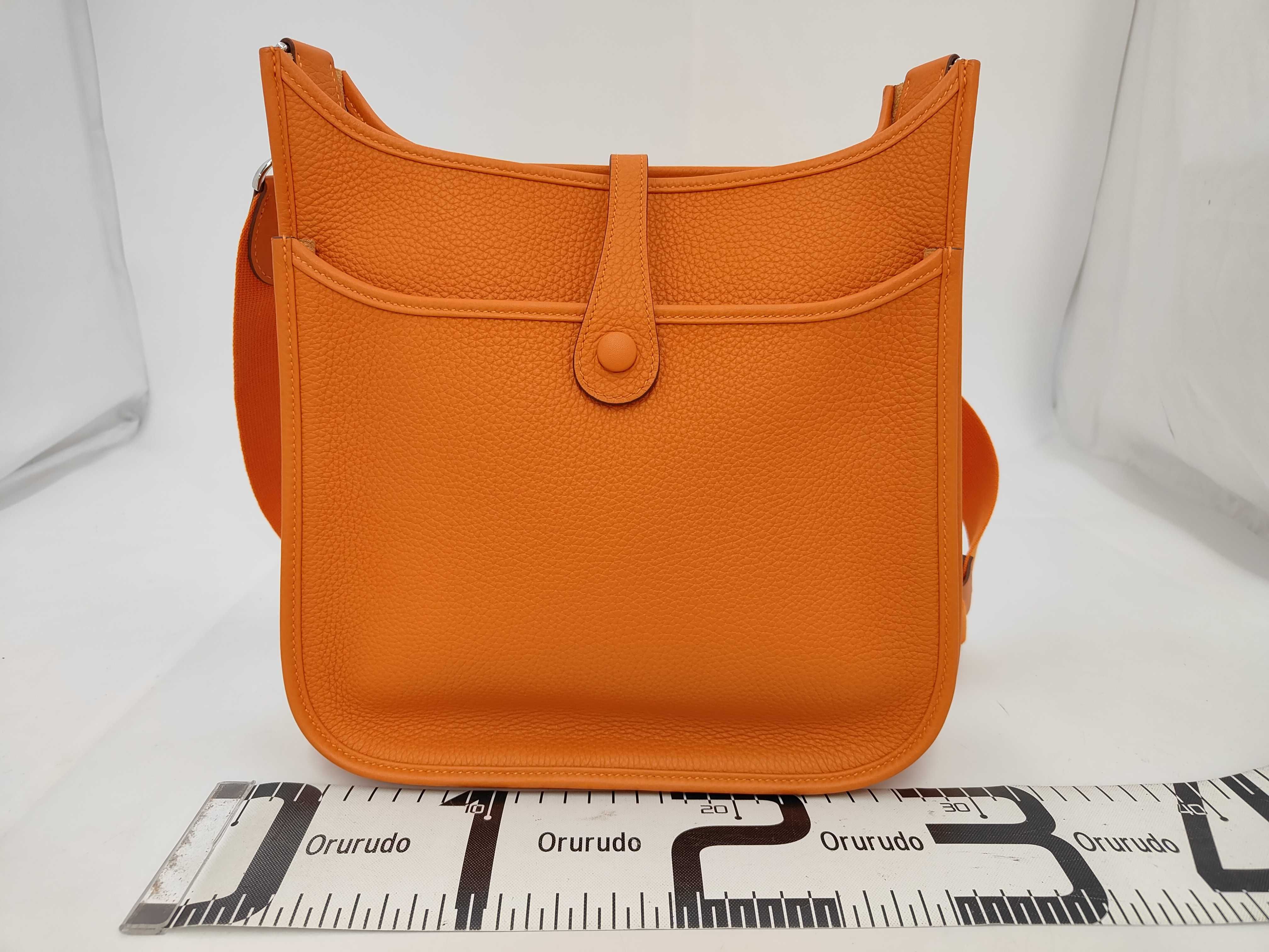 Evelyne 3PM Taurillon Leather Shoulder Bag (Orange, W Stamp) — view 2