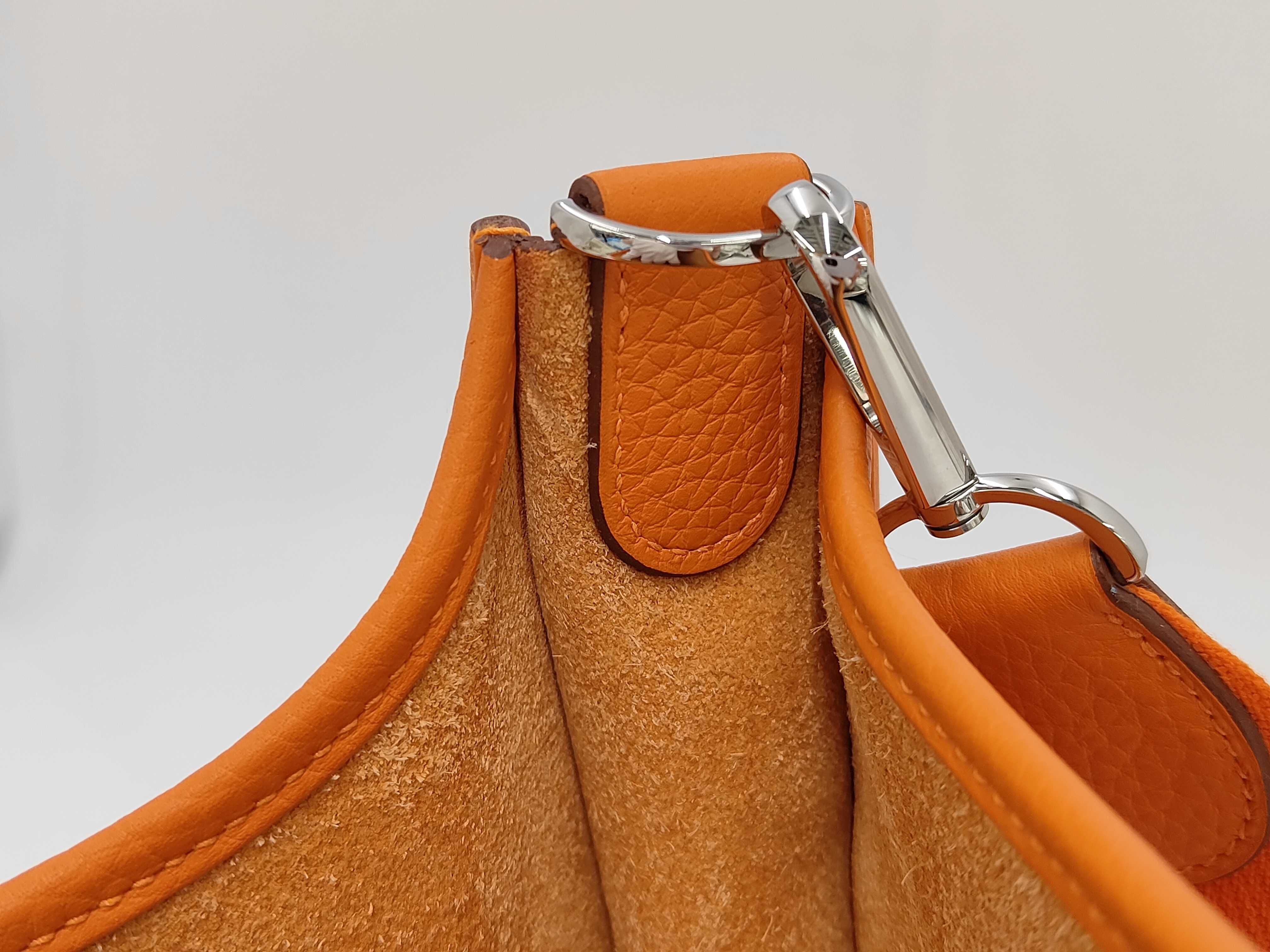 Evelyne 3PM Taurillon Leather Shoulder Bag (Orange, W Stamp) — view 11