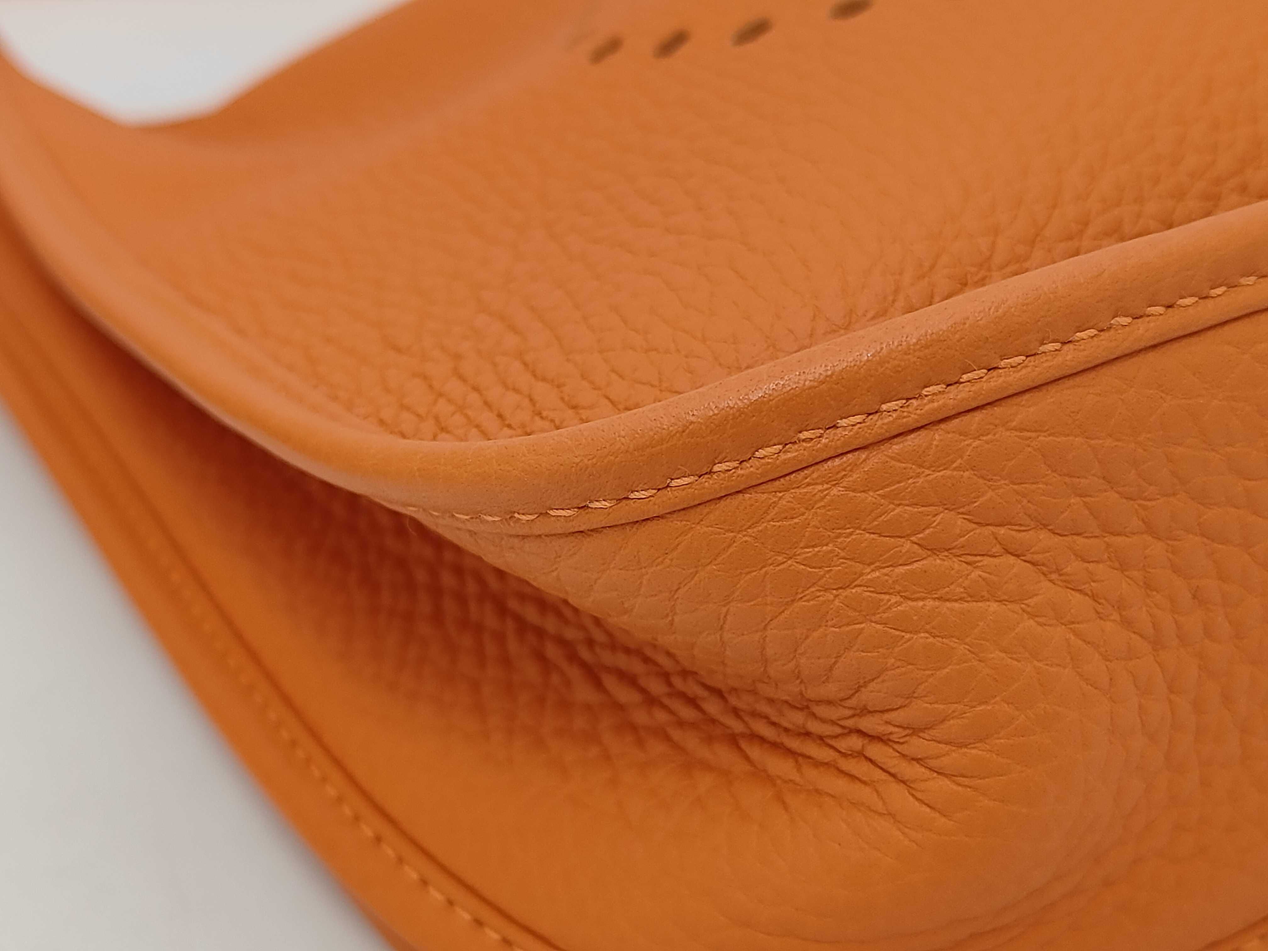 Evelyne 3PM Taurillon Leather Shoulder Bag (Orange, W Stamp) — view 6