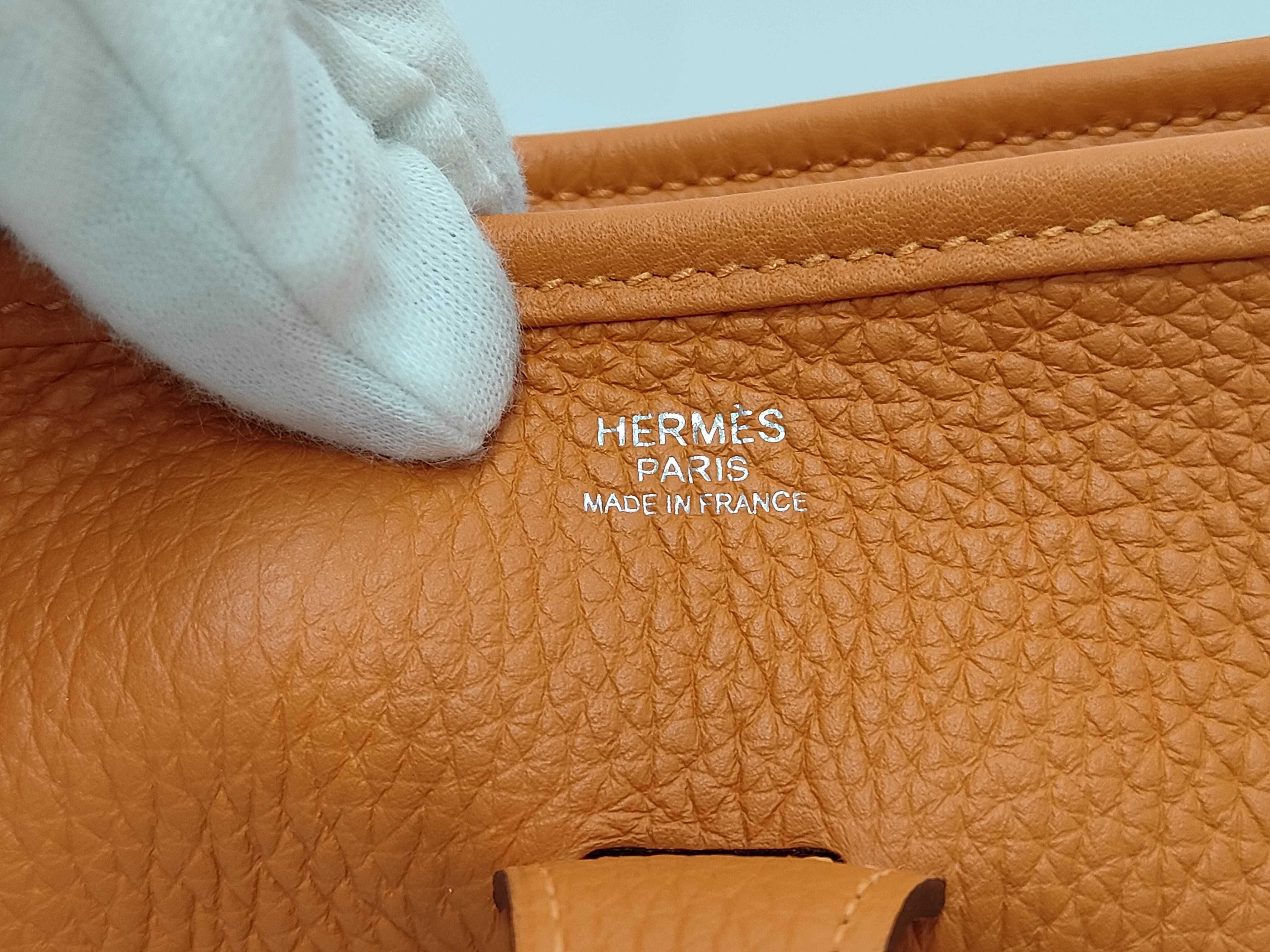 Evelyne 3PM Taurillon Leather Shoulder Bag (Orange, W Stamp) — view 10
