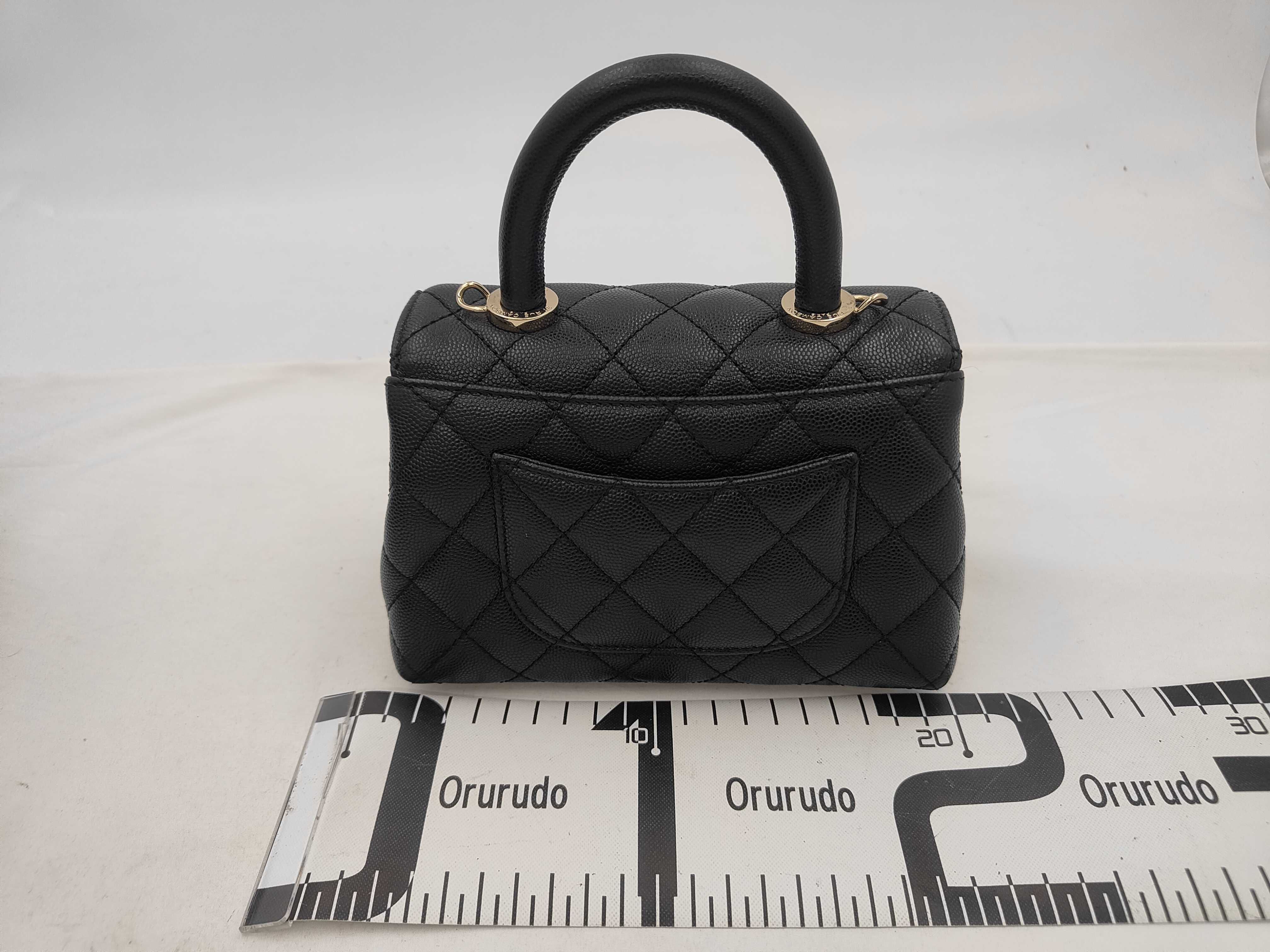 Matelassé Coco Handle XS 24 Caviar Skin Gold Hardware 2-way Handbag Shoulder Bag Serial Number Plate AS2215 Black Handbag — view 2