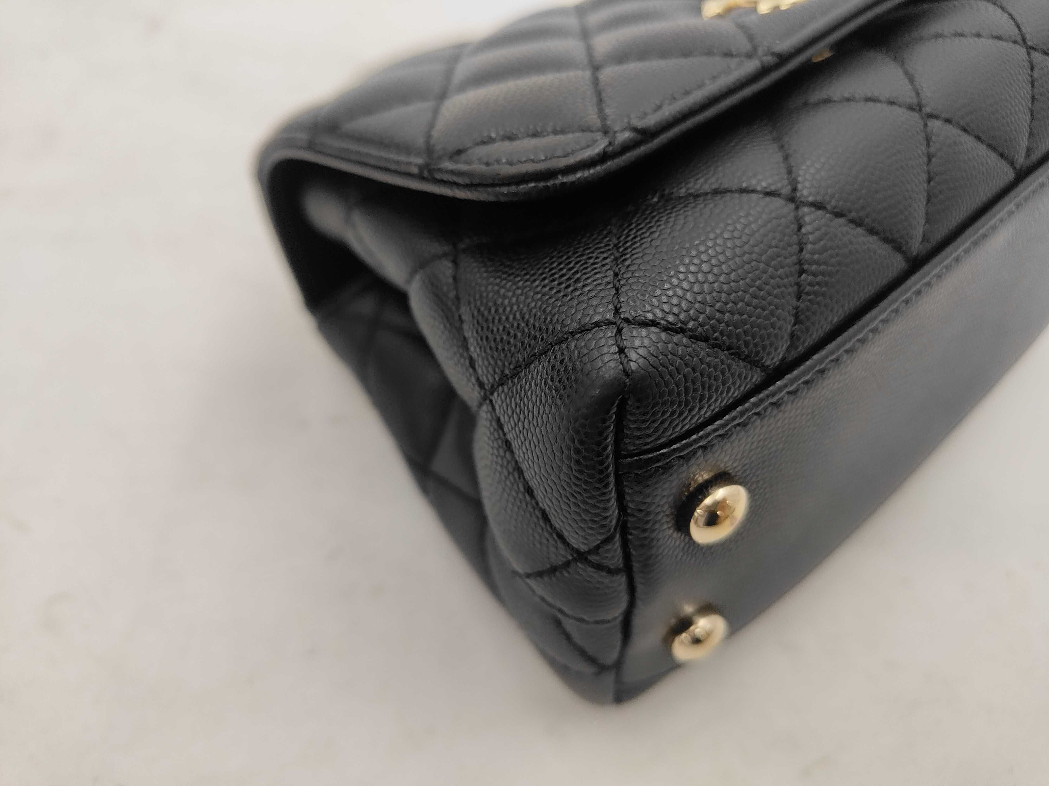 Matelassé Coco Handle XS 24 Caviar Skin Gold Hardware 2-way Handbag Shoulder Bag Serial Number Plate AS2215 Black Handbag — view 6