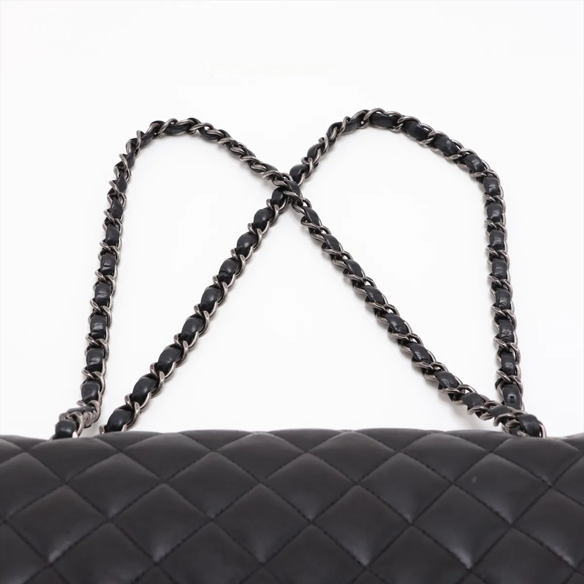 [Individually packaged] Chanel Matelassé 25 Lambskin Double Flap Double Chain Bag, Black with Gunmetal Hardware, 19688942, Serial Number 19, A01112 — view 6