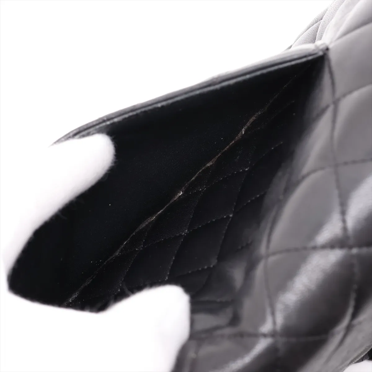 [Individually packaged] Chanel Matelassé 25 Lambskin Double Flap Double Chain Bag, Black with Gunmetal Hardware, 19688942, Serial Number 19, A01112 — view 10