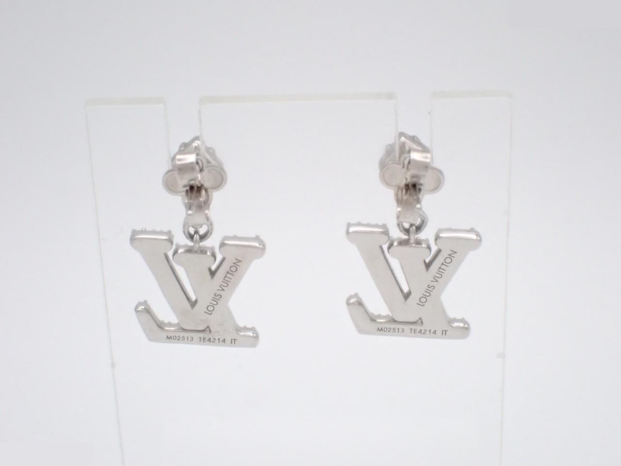 Lady LV Earrings, Rhinestone, Silver — view 2