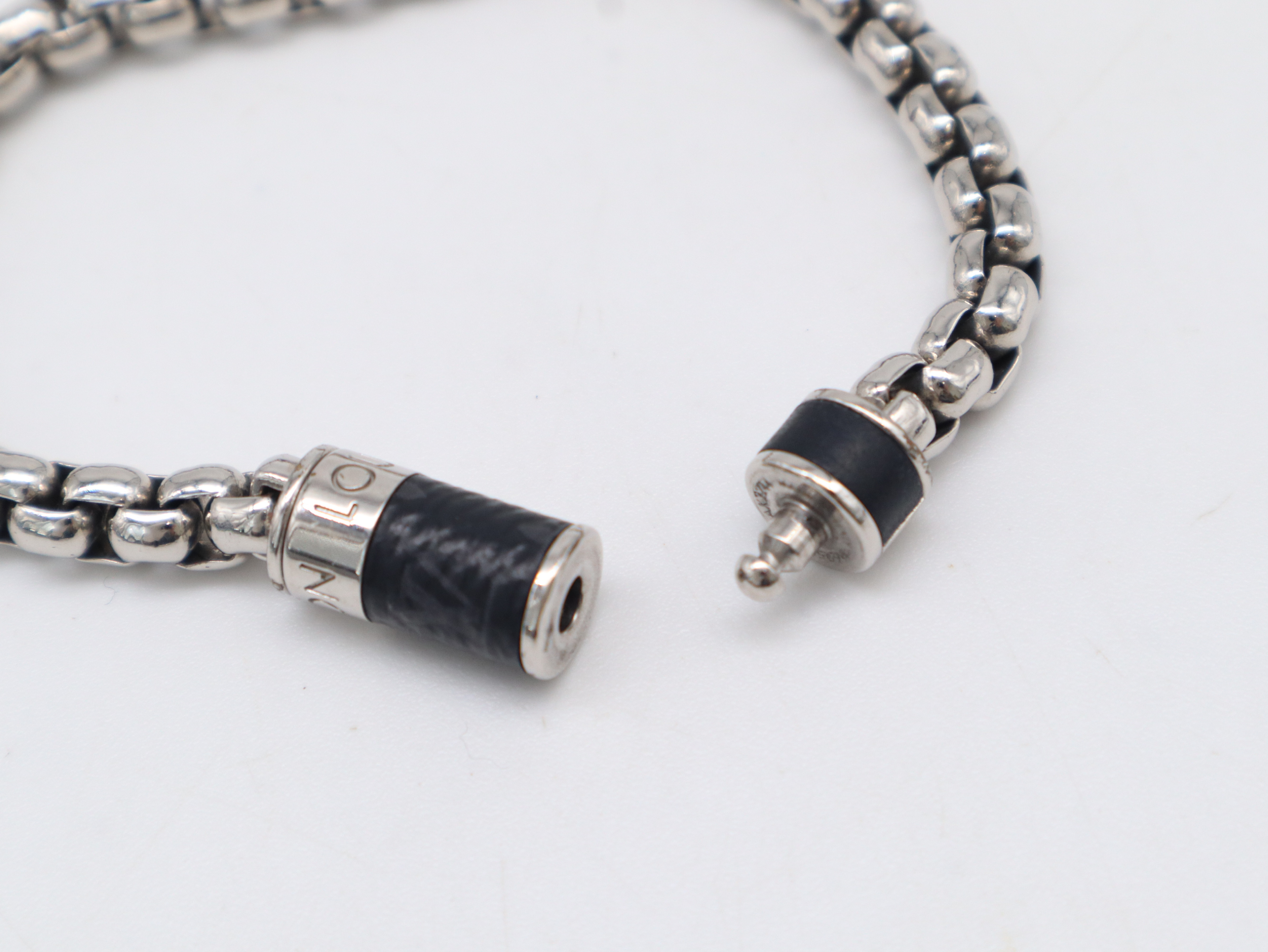 M62592 Metal x Monogram x Eclipse Canvas Bracelet Chain Silver Black Bracelet Bangle — view 4