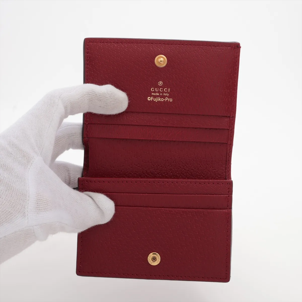 x Doraemon GG Supreme 647788 PVC x Leather Compact Wallet Brown x Red — view 3