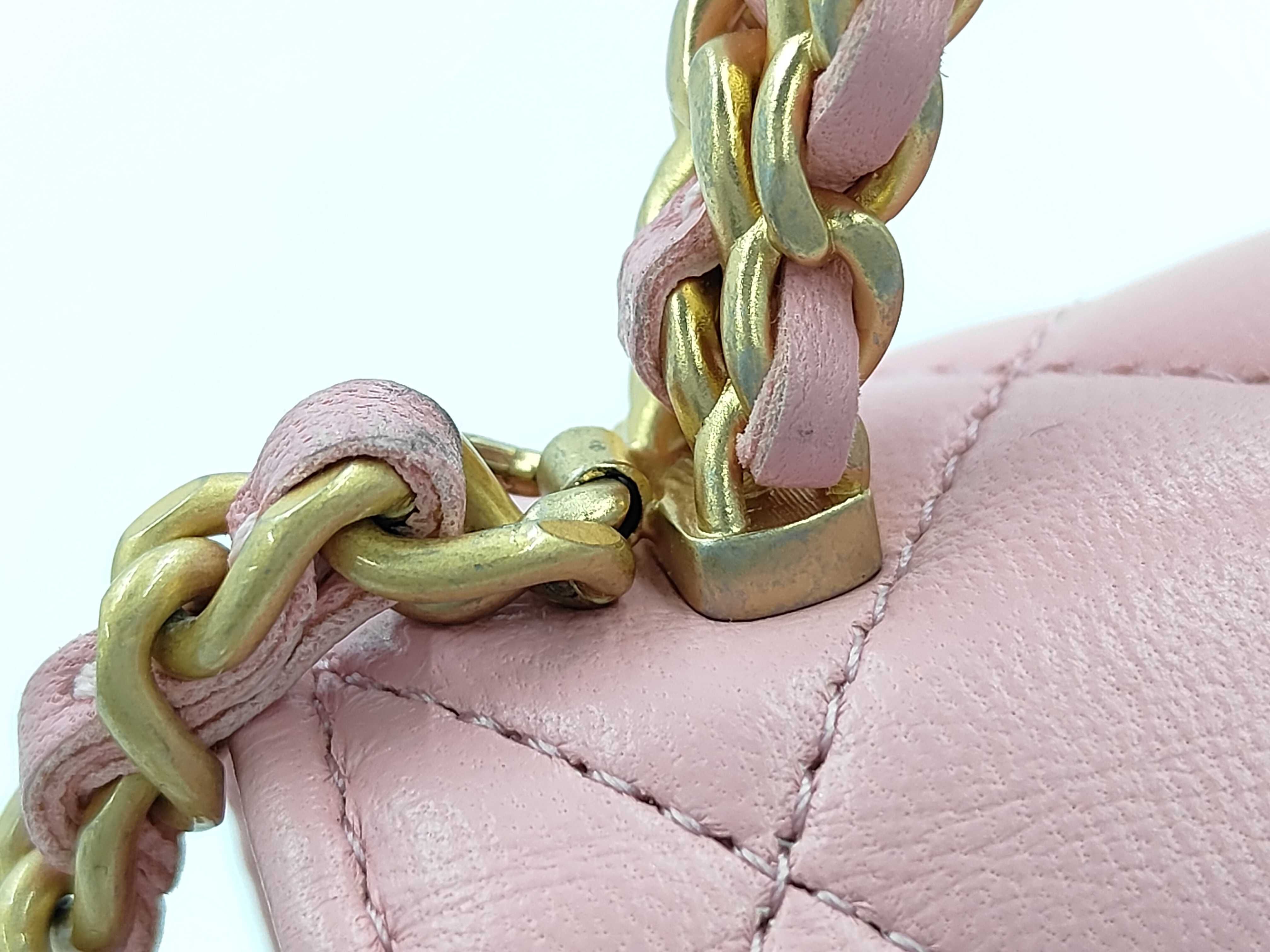 Lambskin Pink Handle Chain Shoulder Bag with IC Chip — view 10