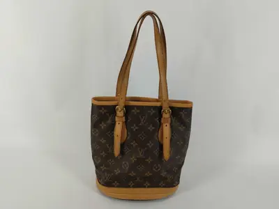 Monogram Bag Petite Bucket No Pouch Cracks on Handles Tote Bag