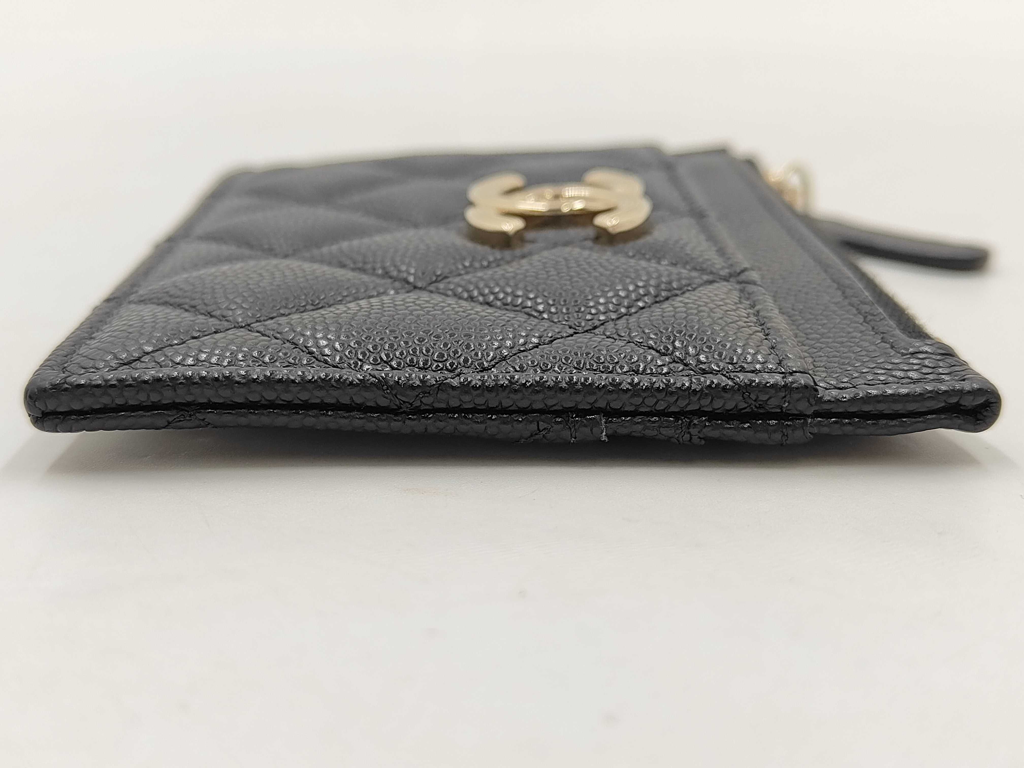 Caviar Skin Card Case with Coco Mark Zip Card Case — view 4