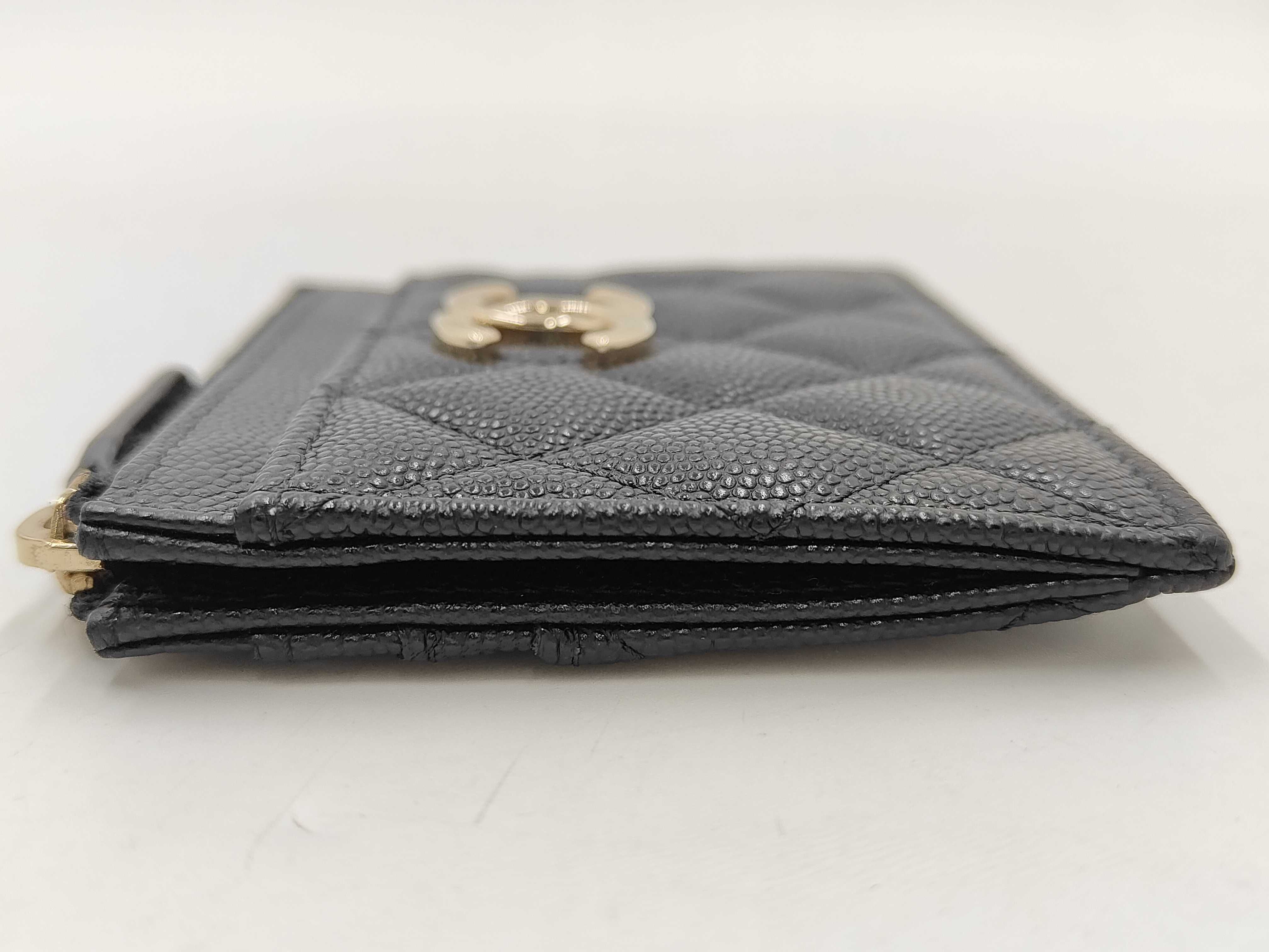 Caviar Skin Card Case with Coco Mark Zip Card Case — view 5