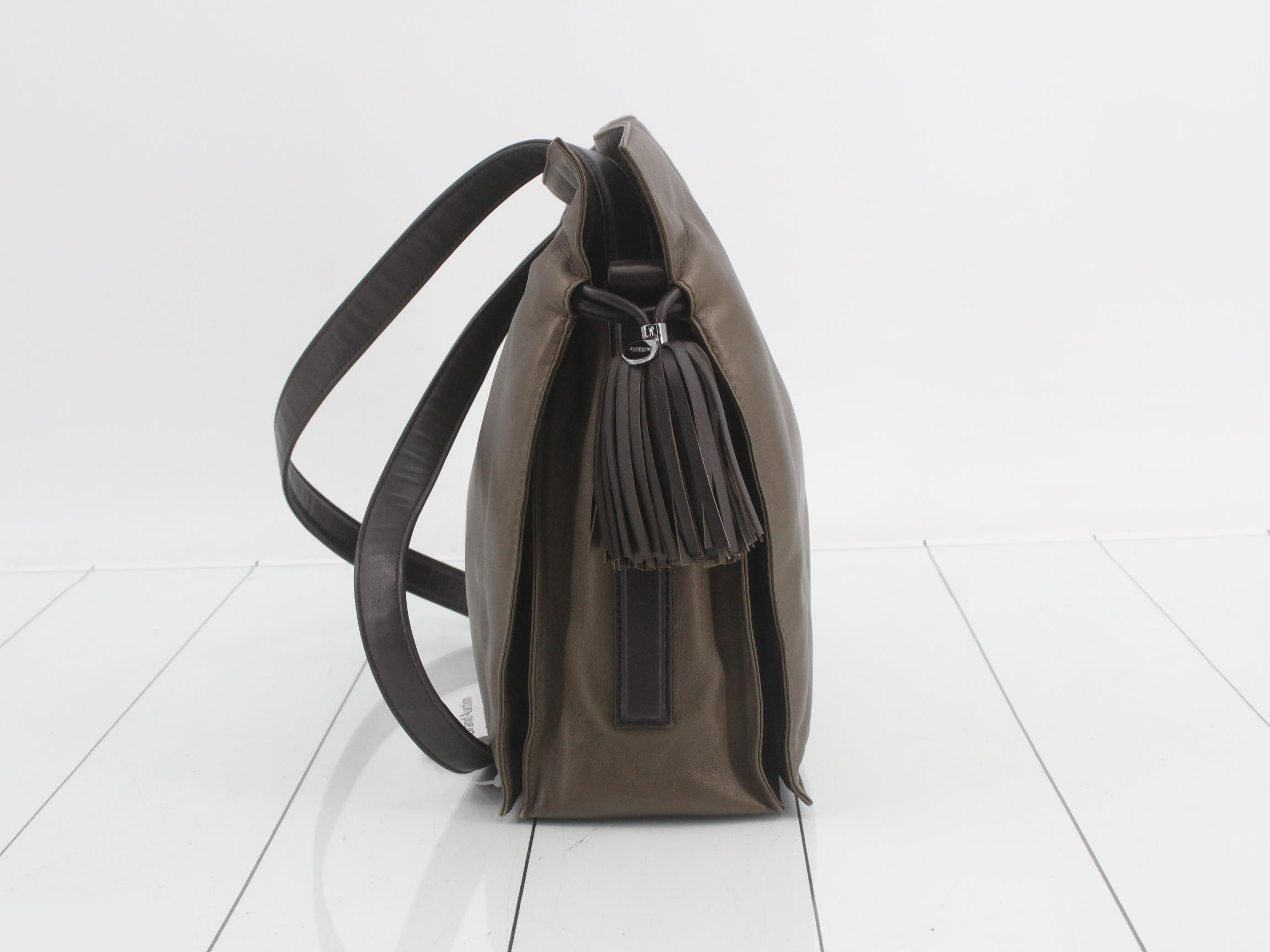 Flamenco shoulder bag, leather, bronze — view 3