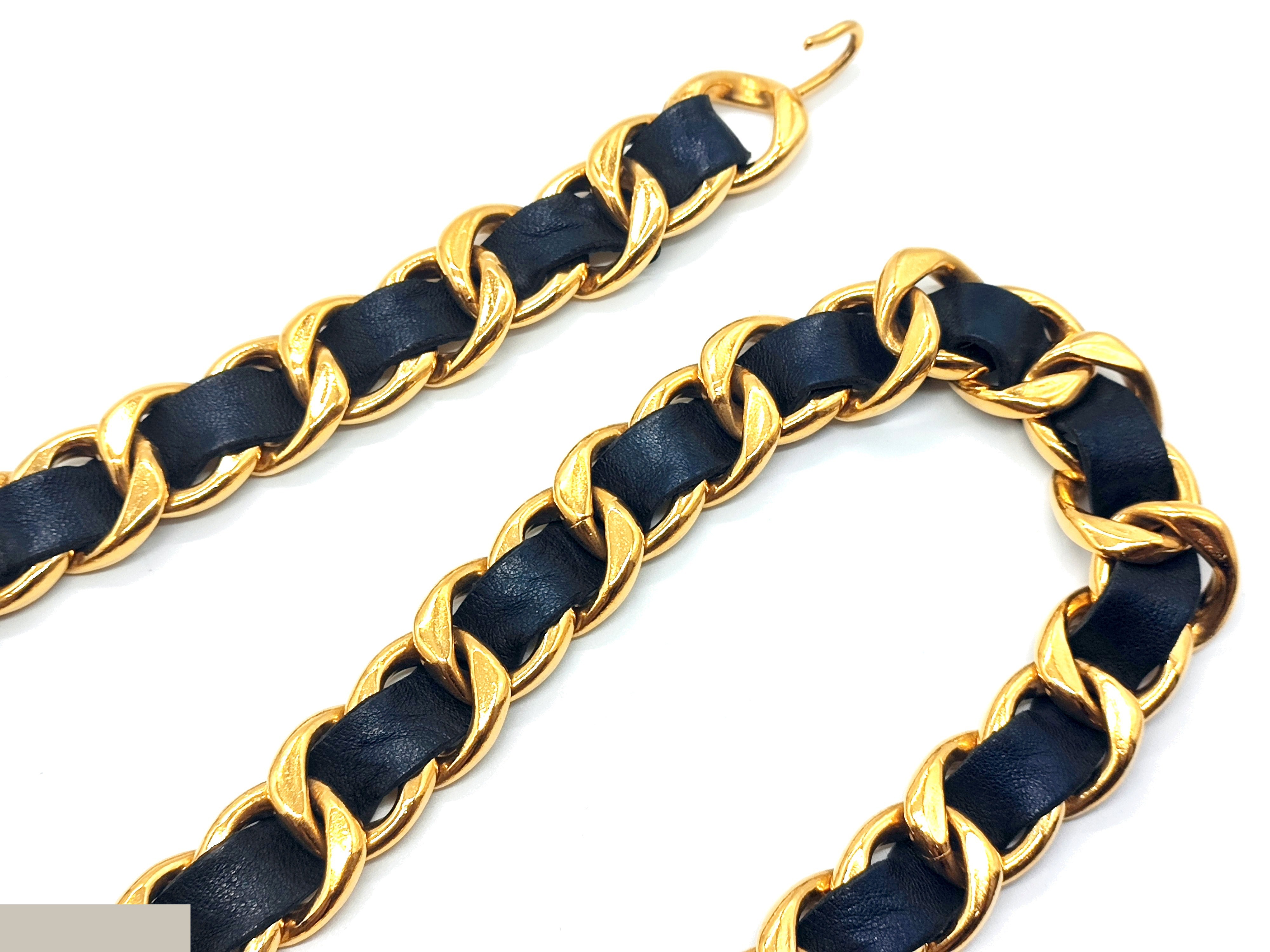 Coco Mark Mademoiselle Leather Chain Belt, Total Length Approx. 80cm — view 5