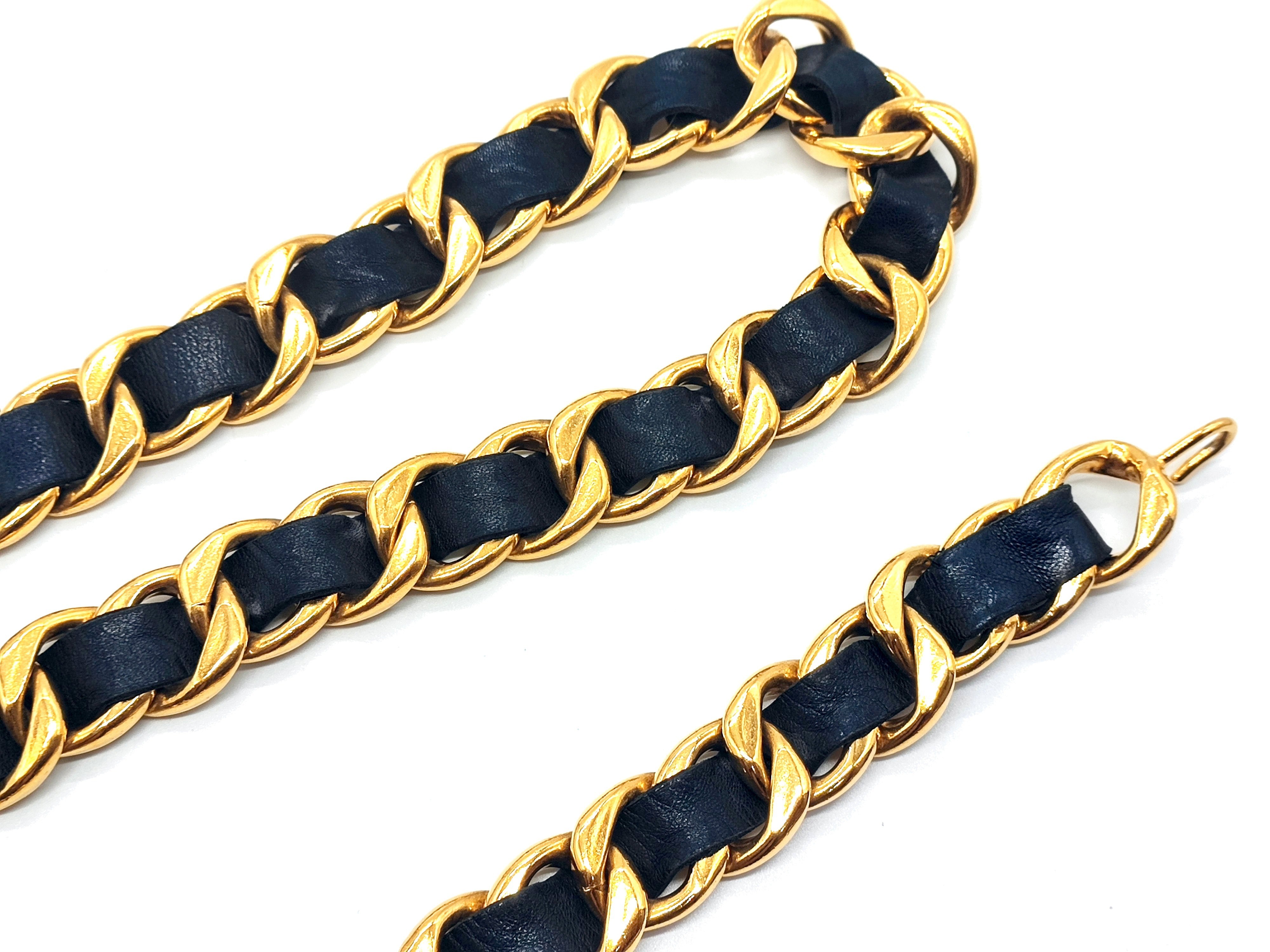 Coco Mark Mademoiselle Leather Chain Belt, Total Length Approx. 80cm — view 9