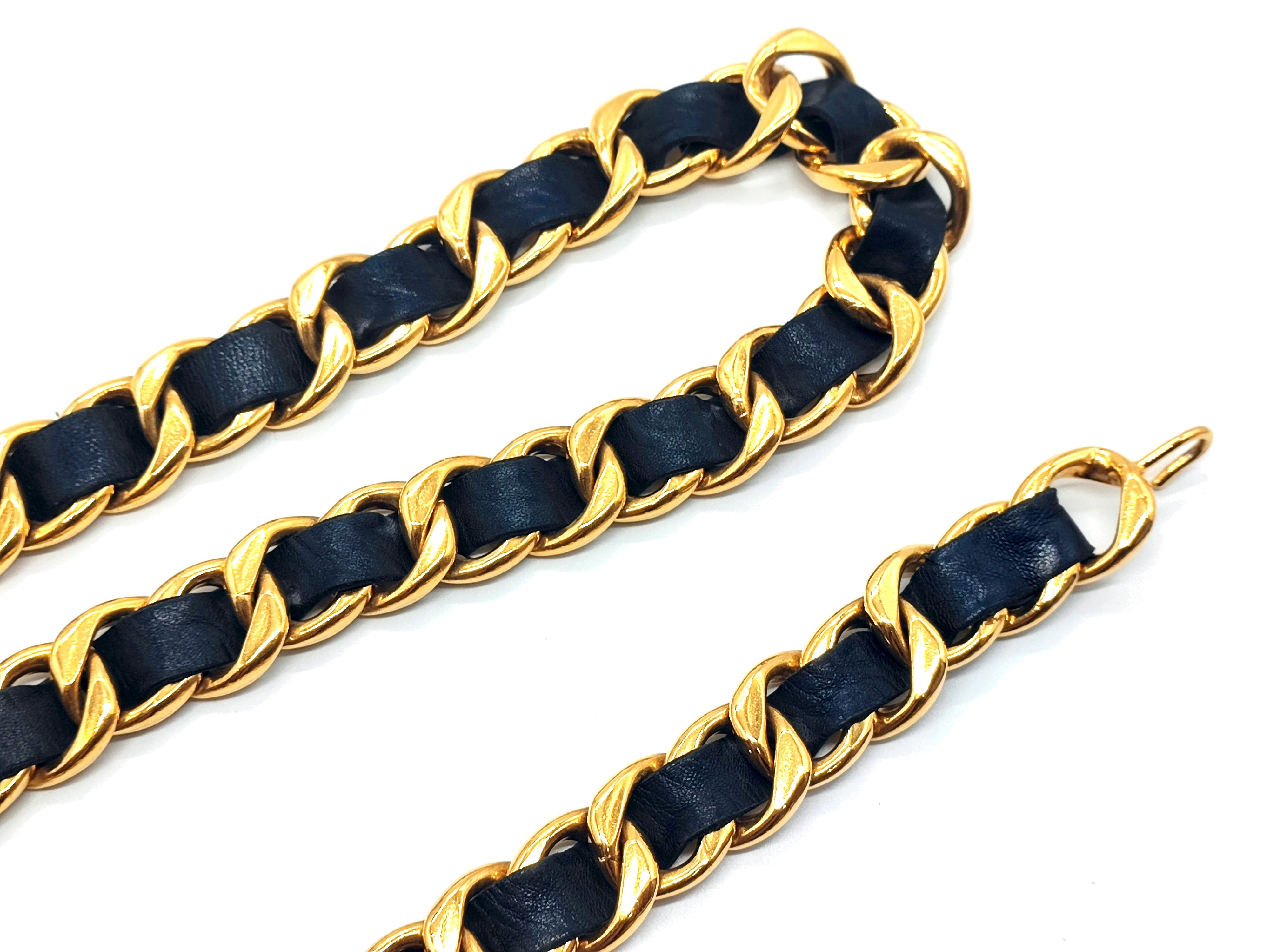 Coco Mark Mademoiselle Leather Chain Belt, Total Length Approx. 80cm — view 10