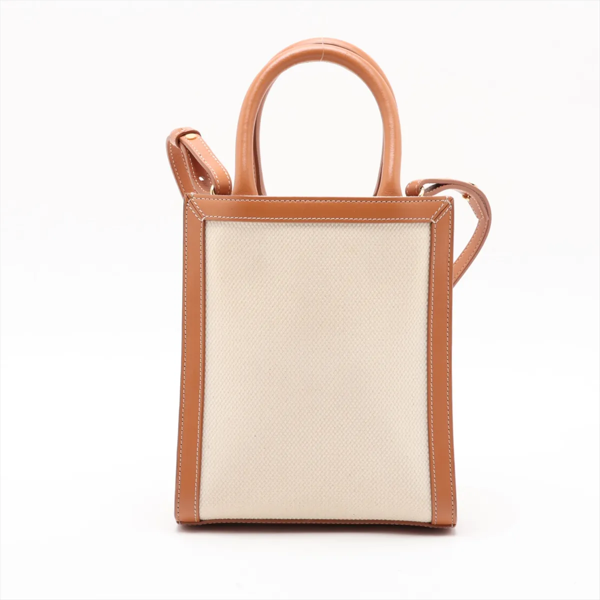 Mini Vertical Cabas Canvas x Leather 2-Way Handbag Beige x Brown — view 2
