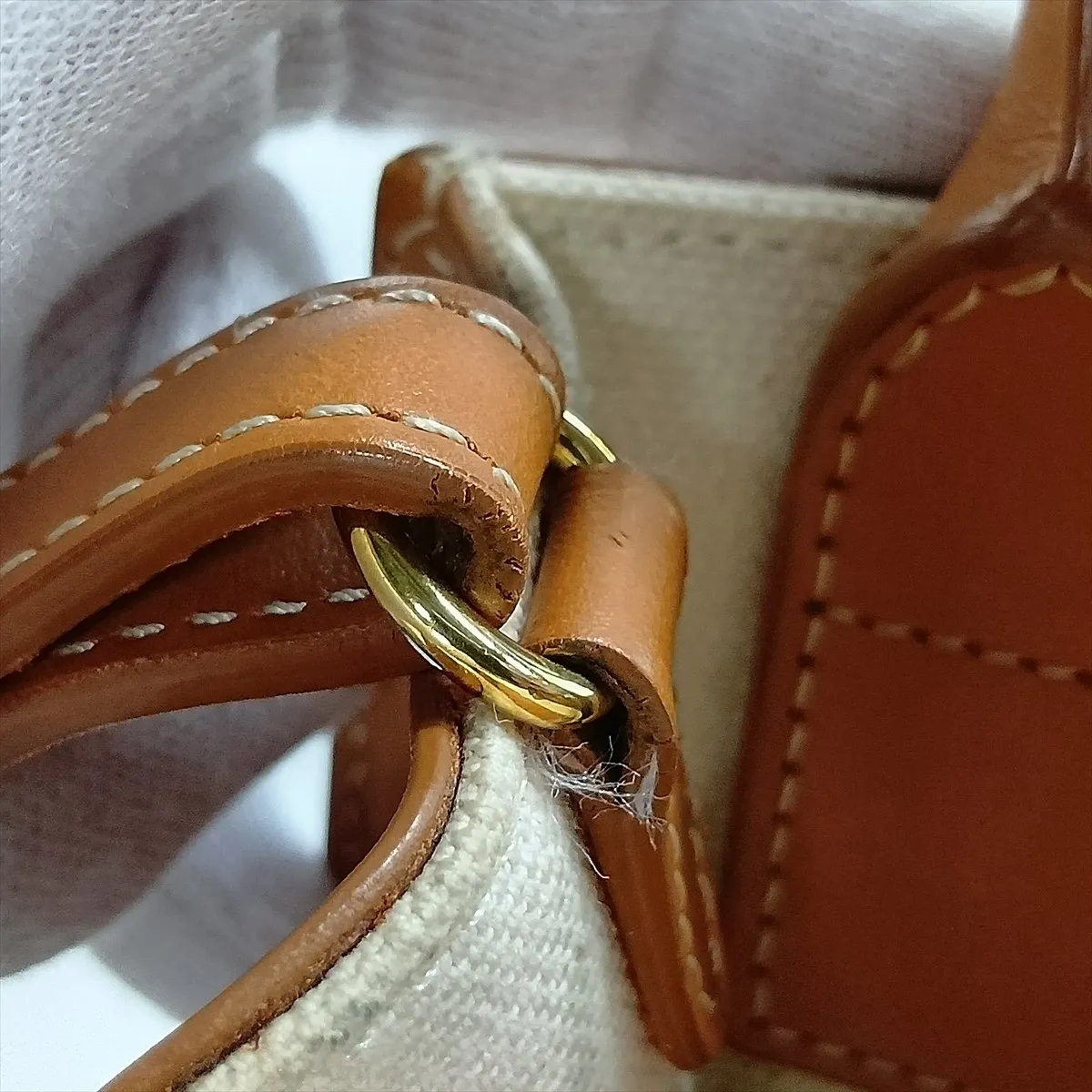 Mini Vertical Cabas Canvas x Leather 2-Way Handbag Beige x Brown — view 13