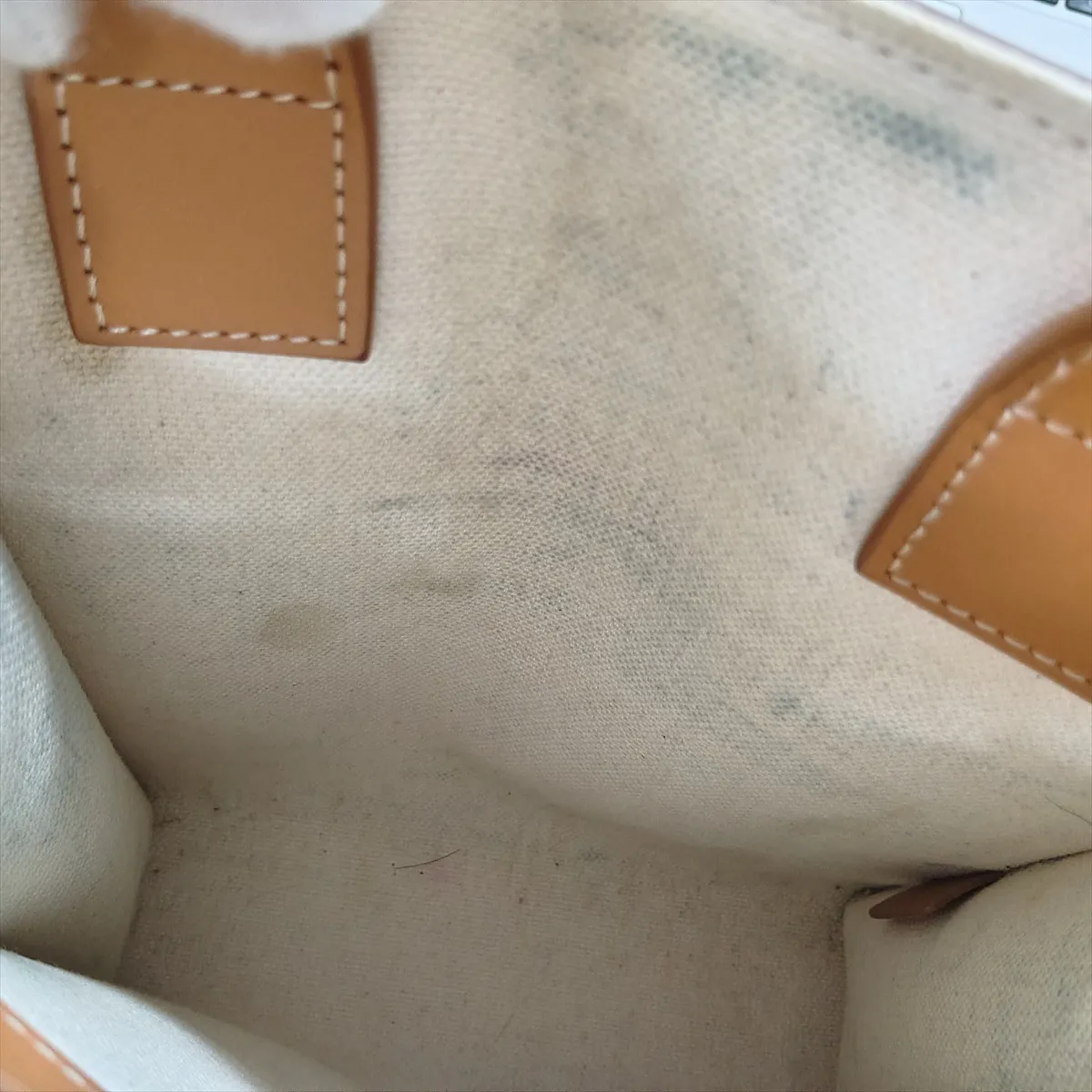 Mini Vertical Cabas Canvas x Leather 2-Way Handbag Beige x Brown — view 14