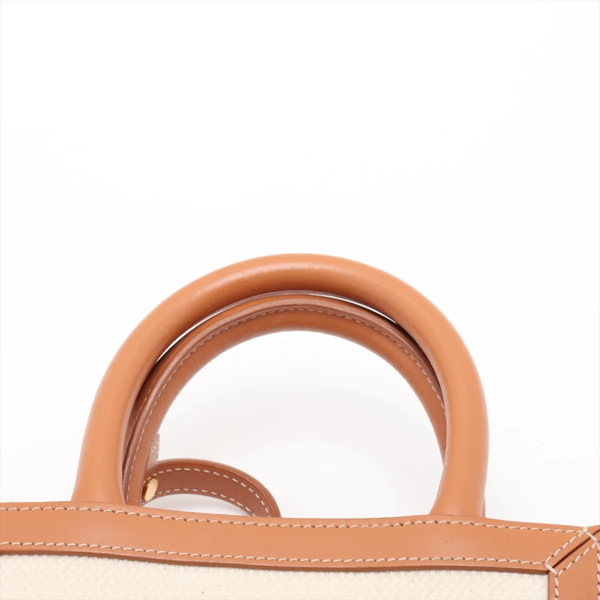 Mini Vertical Cabas Canvas x Leather 2-Way Handbag Beige x Brown — view 6
