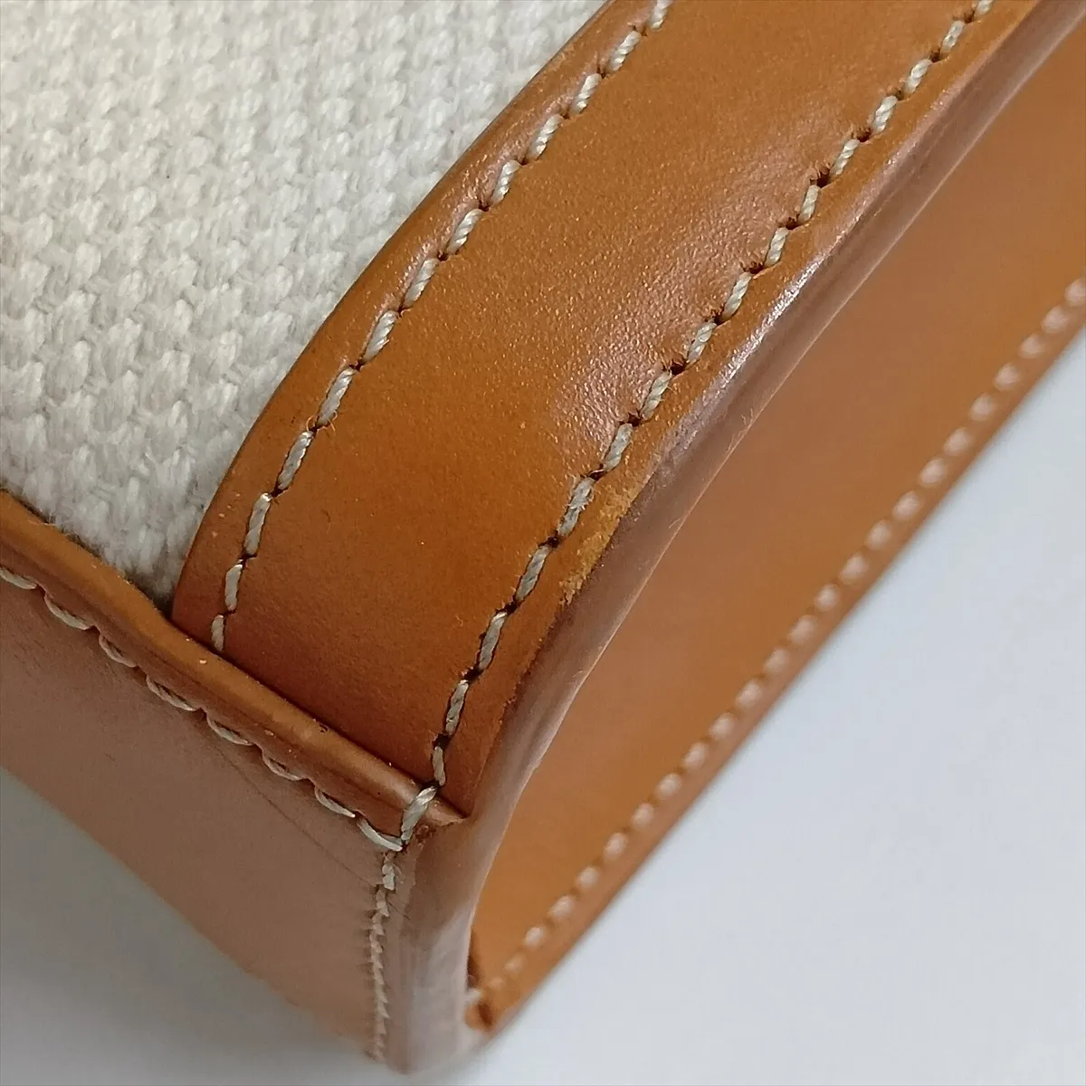 Mini Vertical Cabas Canvas x Leather 2-Way Handbag Beige x Brown — view 10