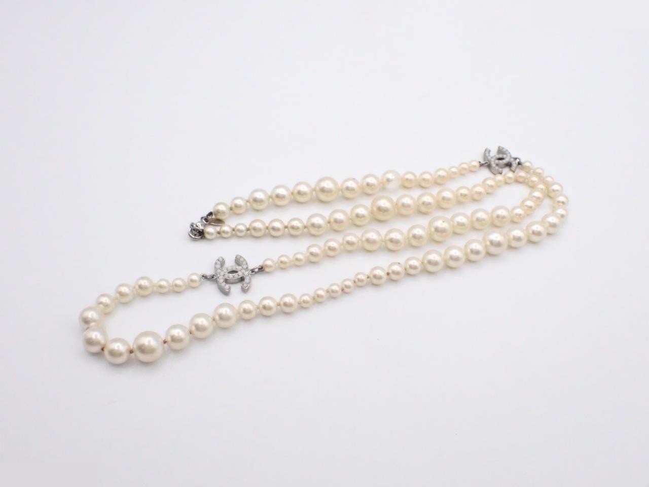 Pearl Coco Mark Long Necklace, Neck circumference approximately 86cm — view 3