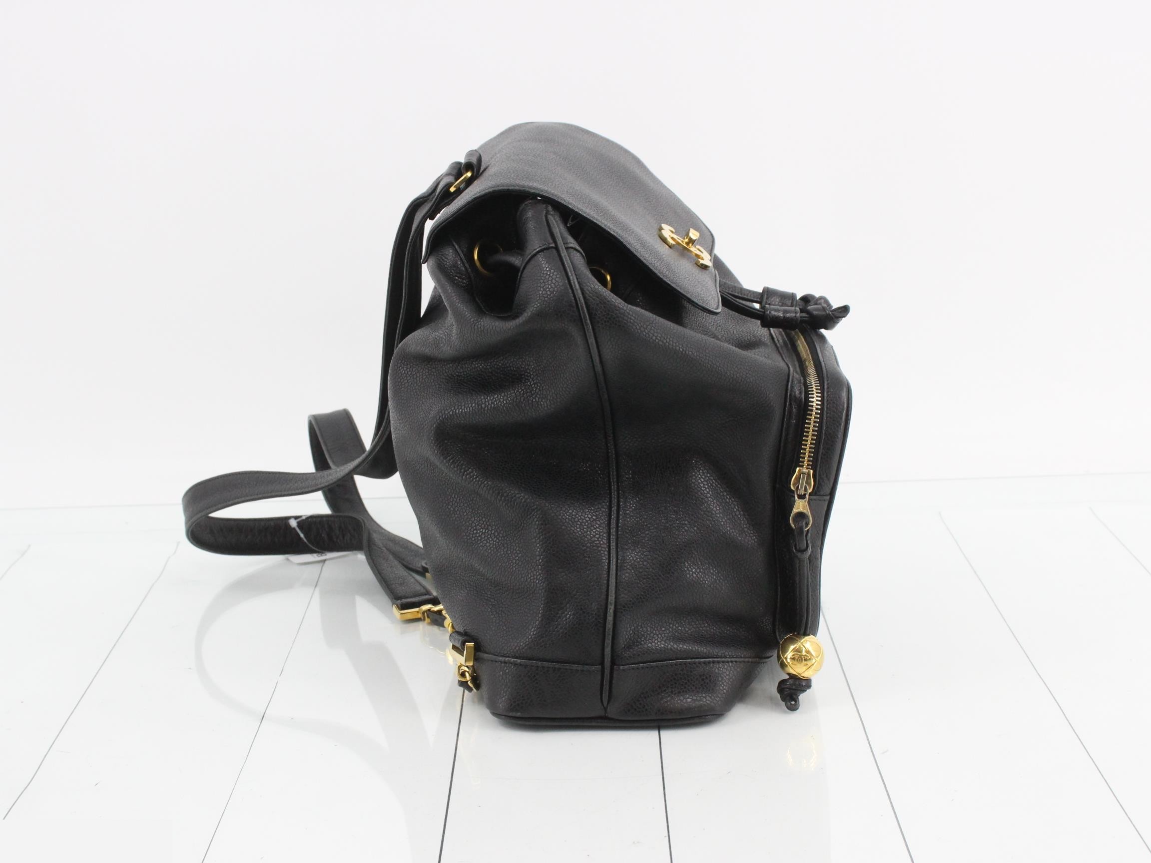 Drawstring backpack with caviar ball charm and pouch — view 4