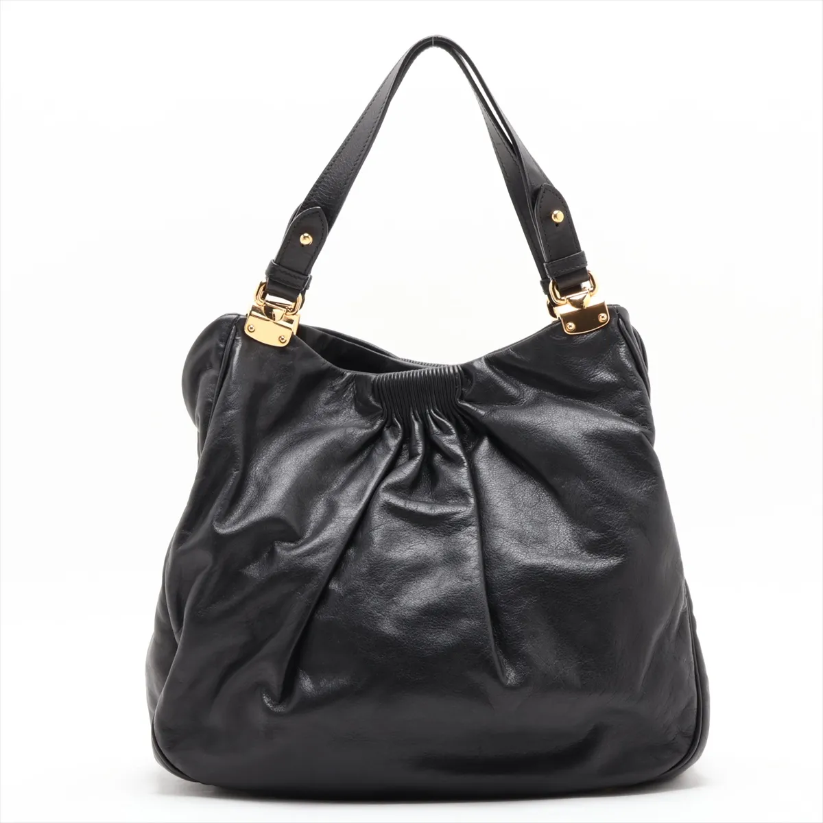 Leather 2-Way Handbag, Black — view 2